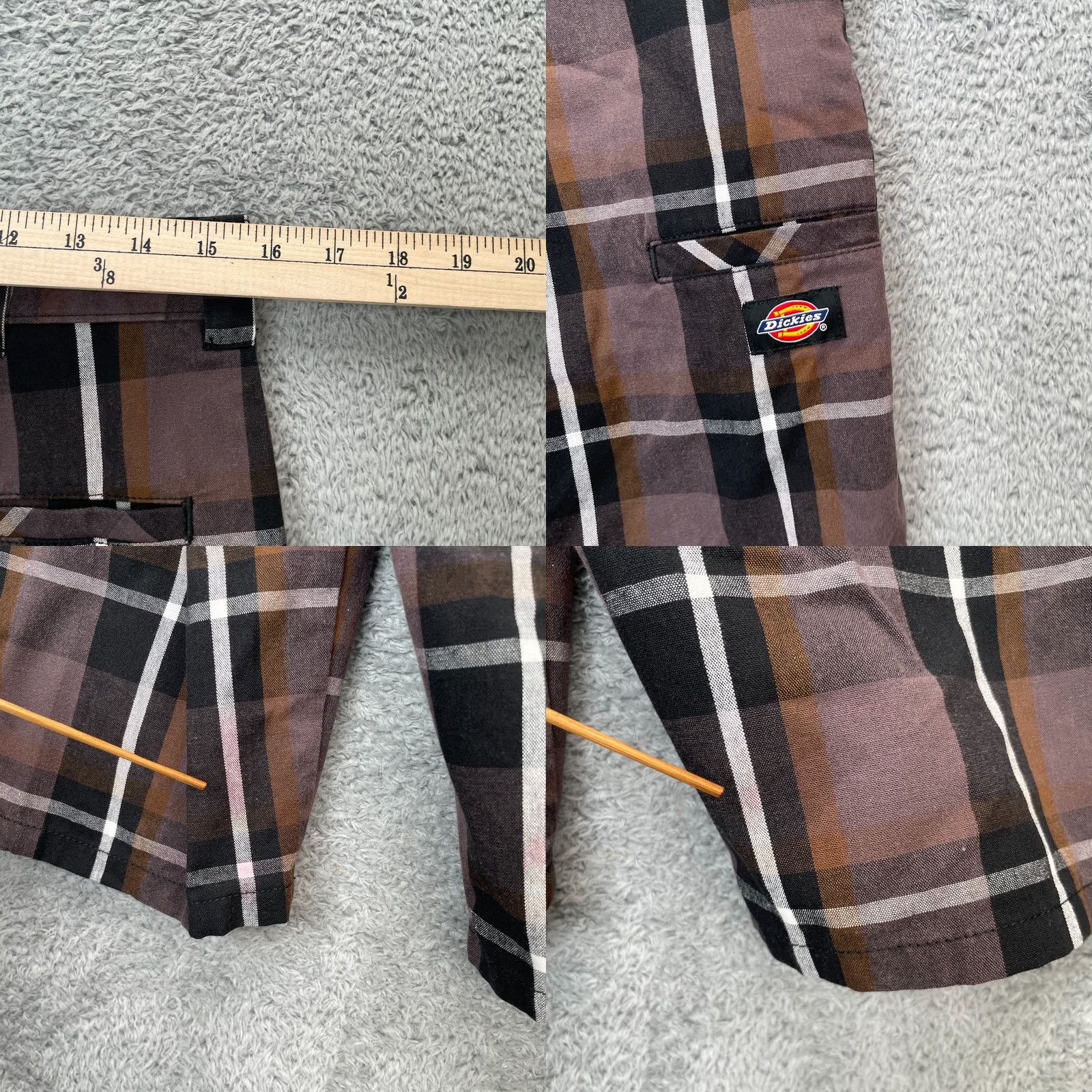 Dickies Dickies Mens 30 Purple Cargo Pockets Tartan Plaid Logo Cotton Regular Fit Shorts Size US 32 / EU 48 - 8 Thumbnail