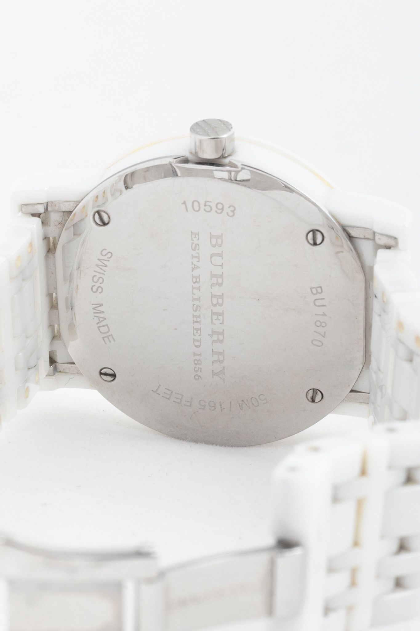Burberry Burberry AW11 BU1870 White Ceramic Check-Dial Watch Size ONE SIZE - 4 Thumbnail