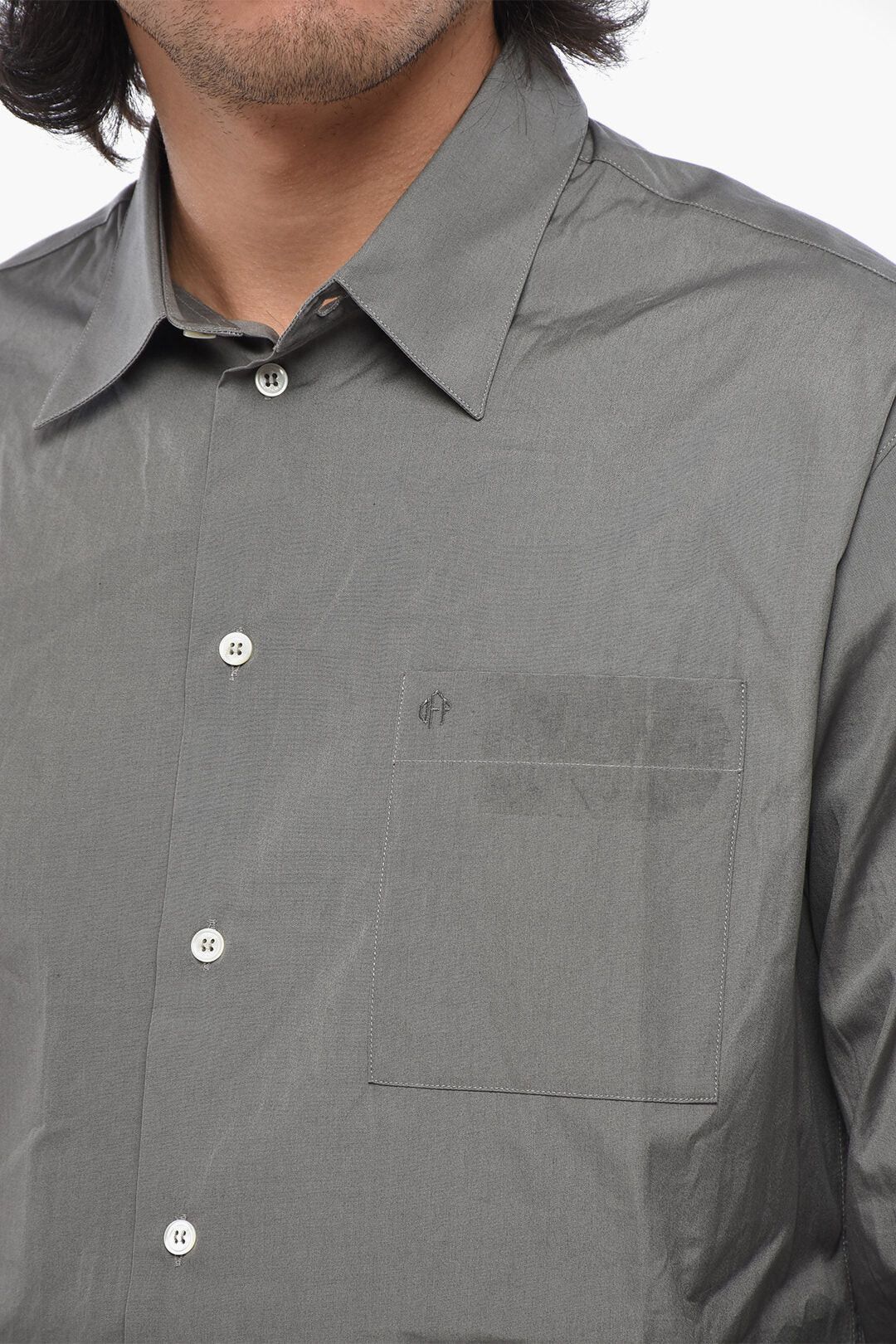 Off-White og1mm0526 Cotton Poplin Shirt in Gray Size US M / EU 48-50 / 2 - 3 Thumbnail
