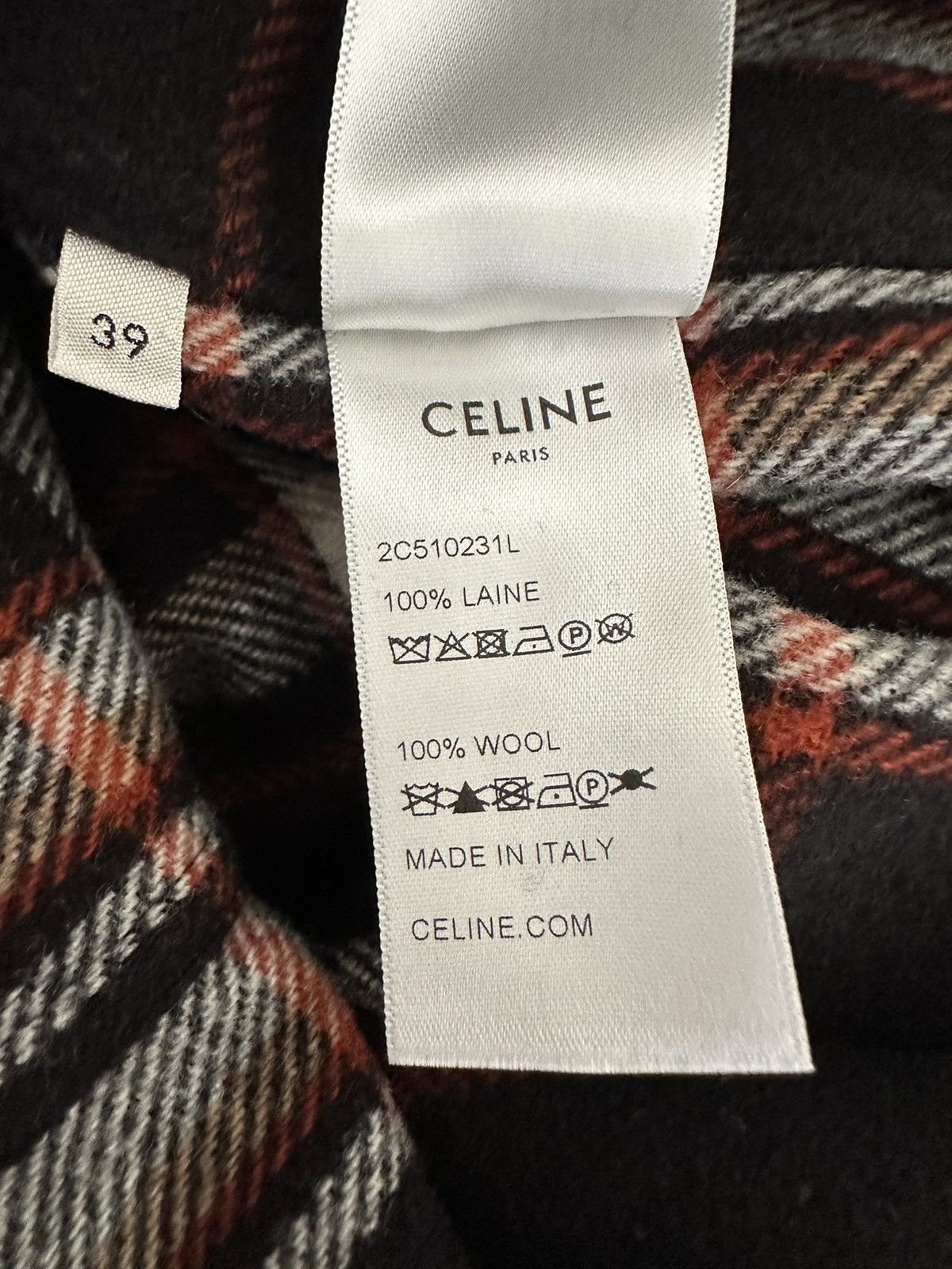 Celine black red white flannel shirt jacket 39 like new Hedi