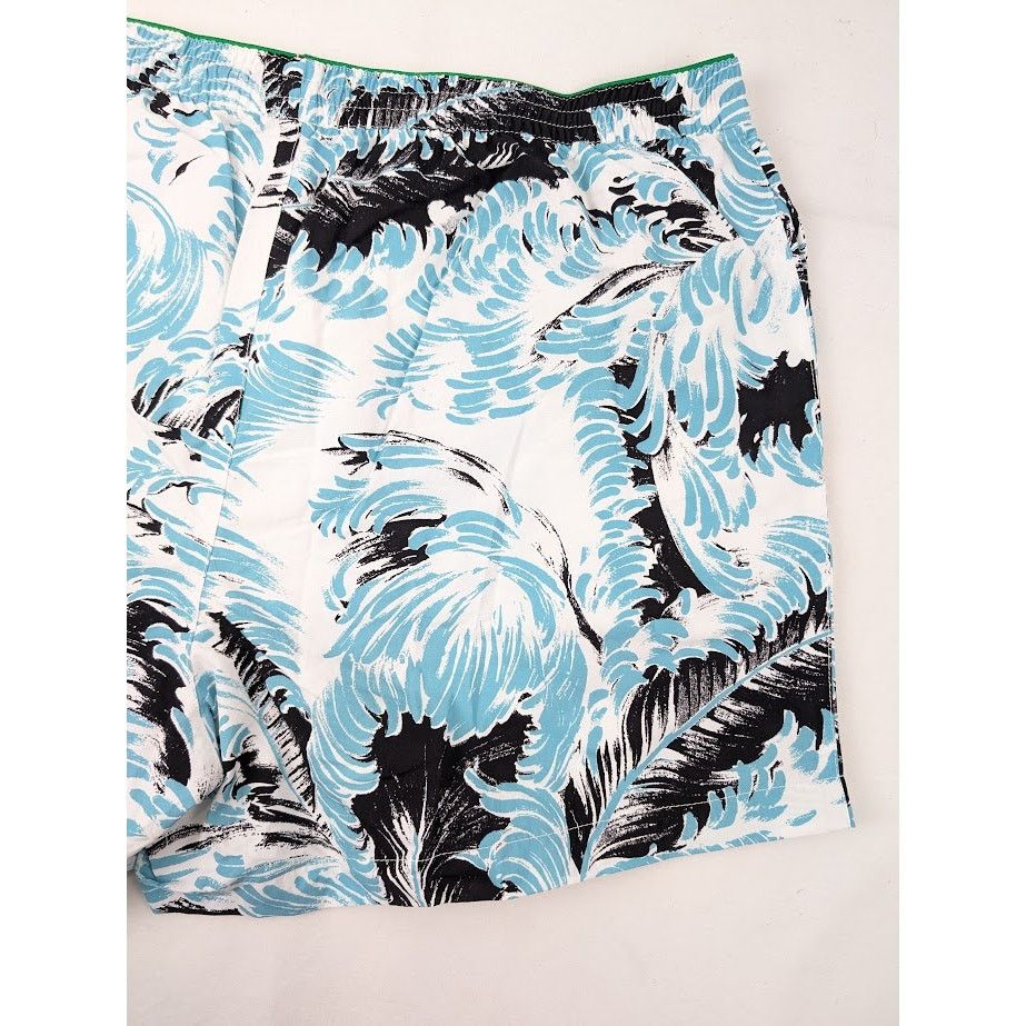 Bottega Veneta o1rshd1 Nylon Printed Feathers Swim Long Boxer in Black/Turq Size US 34 / EU 50 - 13 Thumbnail