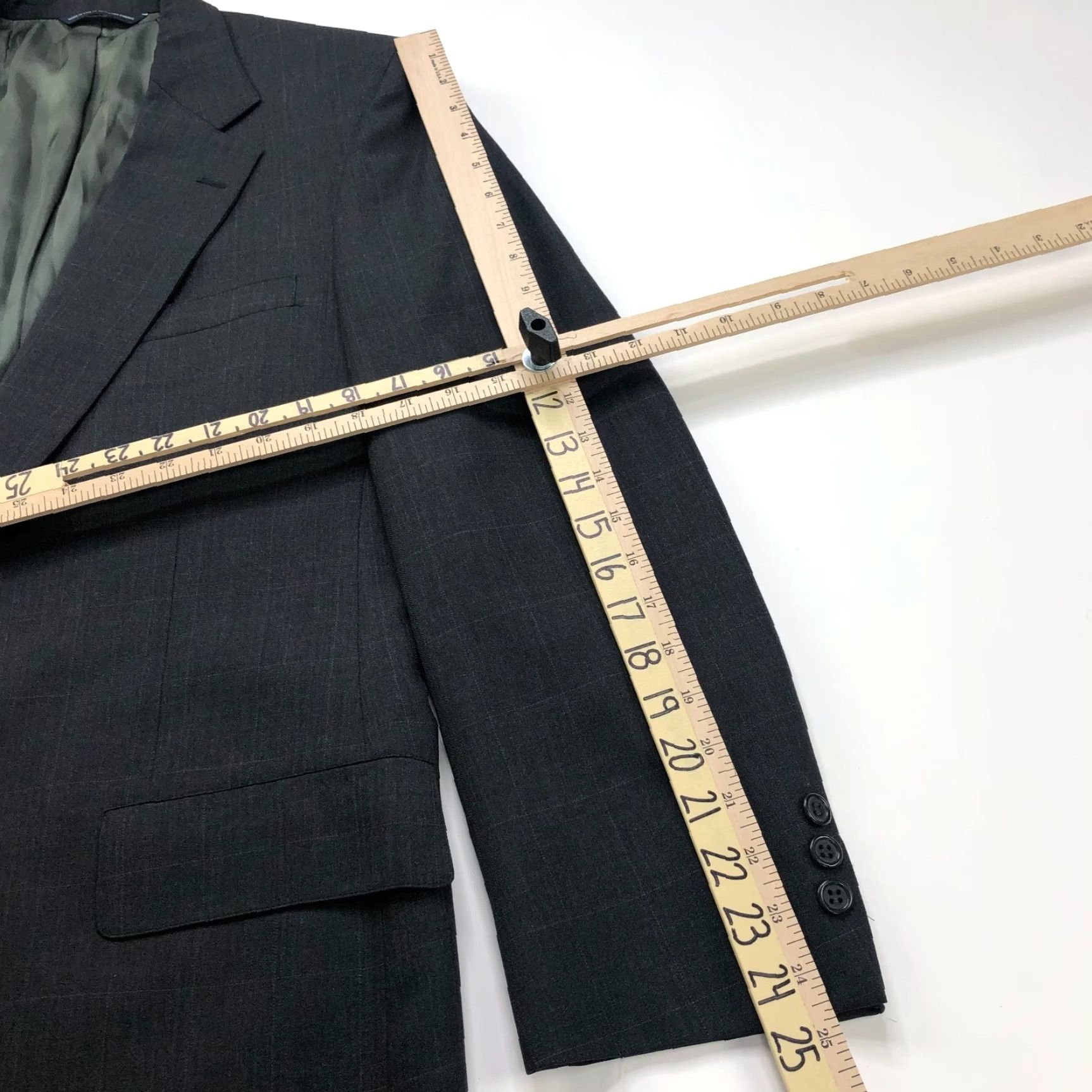 Brooks Brothers Brooks Brothers 41 Long 100% Wool Blazer Suit Sport Coat Jacket Windowpane Gray Size 42R - 7 Thumbnail