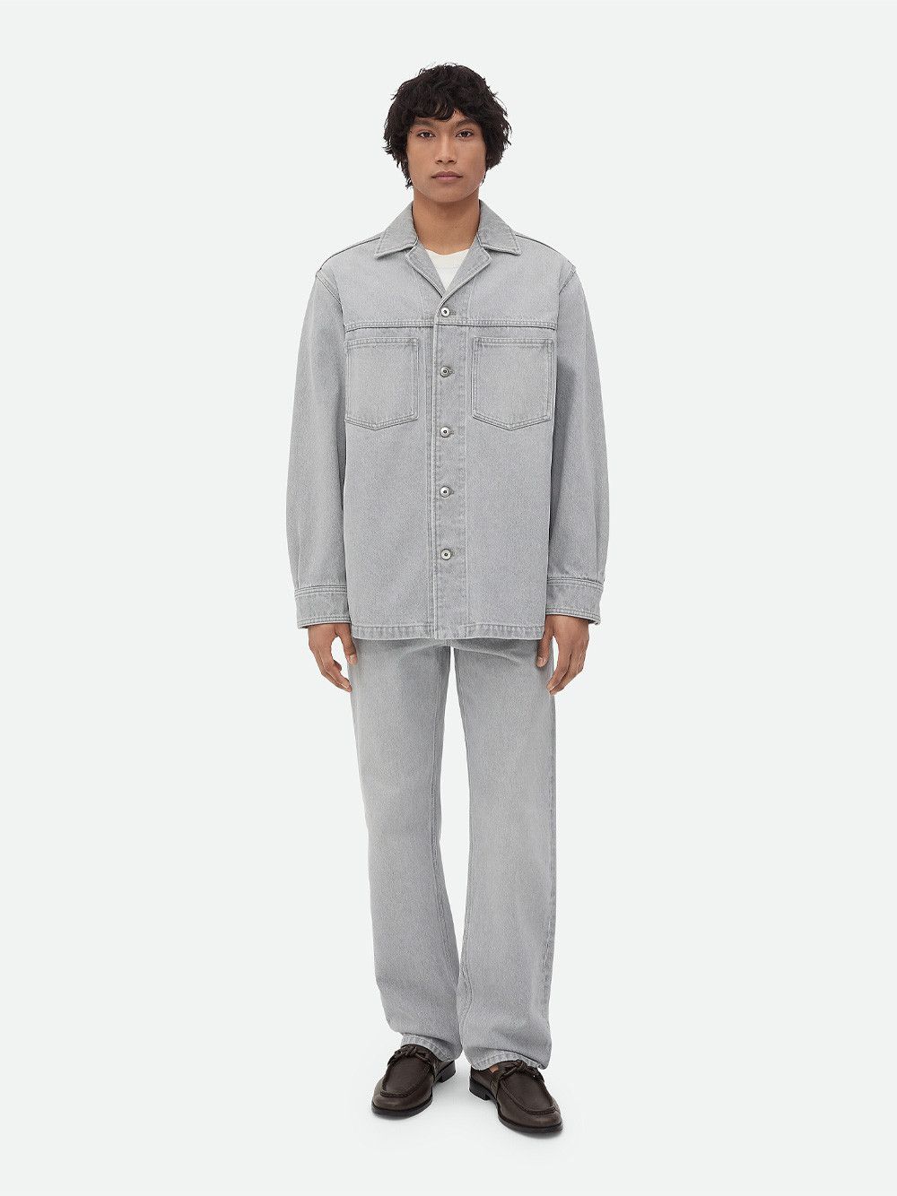 Bottega Veneta LIGHT GREY WASHED DENIM SHIRT Size US M / EU 48-50 / 2 - 1 Thumbnail