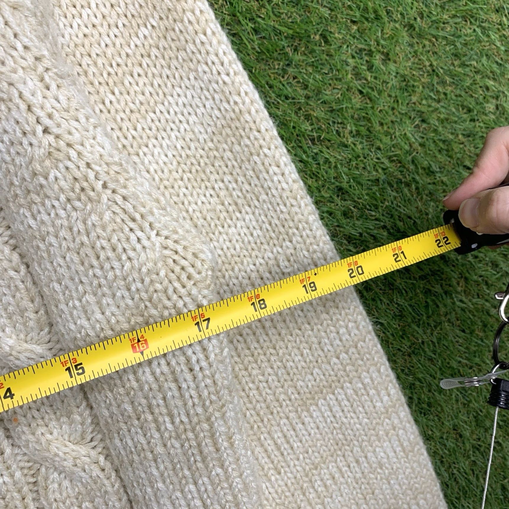 Sears Vintage Sears Cardigan Sweater Mens M Cable-Knit Shawl Collar 90s Ivory Knit Fisherman Pattern Solid Wool? Acrylic Size US M / EU 48-50 / 2 - 5 Thumbnail