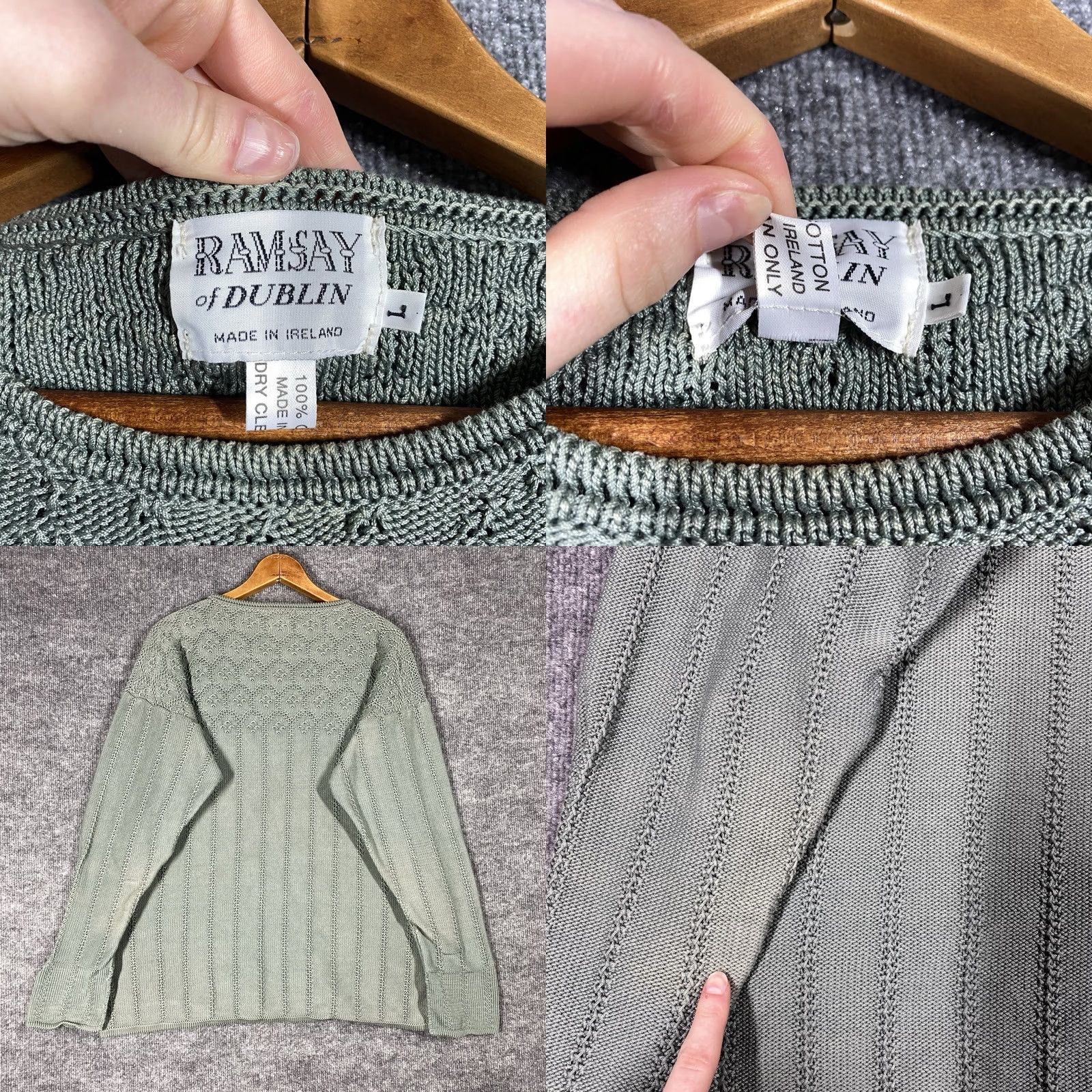 Vintage VINTAGE Ramsay of Dublin Ireland Sweater Women Oversized Hand Loomed Cotton L Green Size L / US 10 / IT 46 - 8 Thumbnail