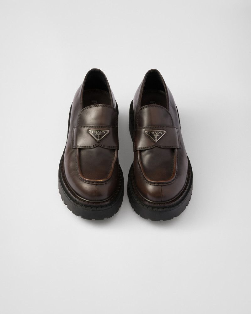 Prada o1B3y1r0426 Double Chocolate Leather Loafers in Brown Size US 9 / EU 42 - 3 Thumbnail