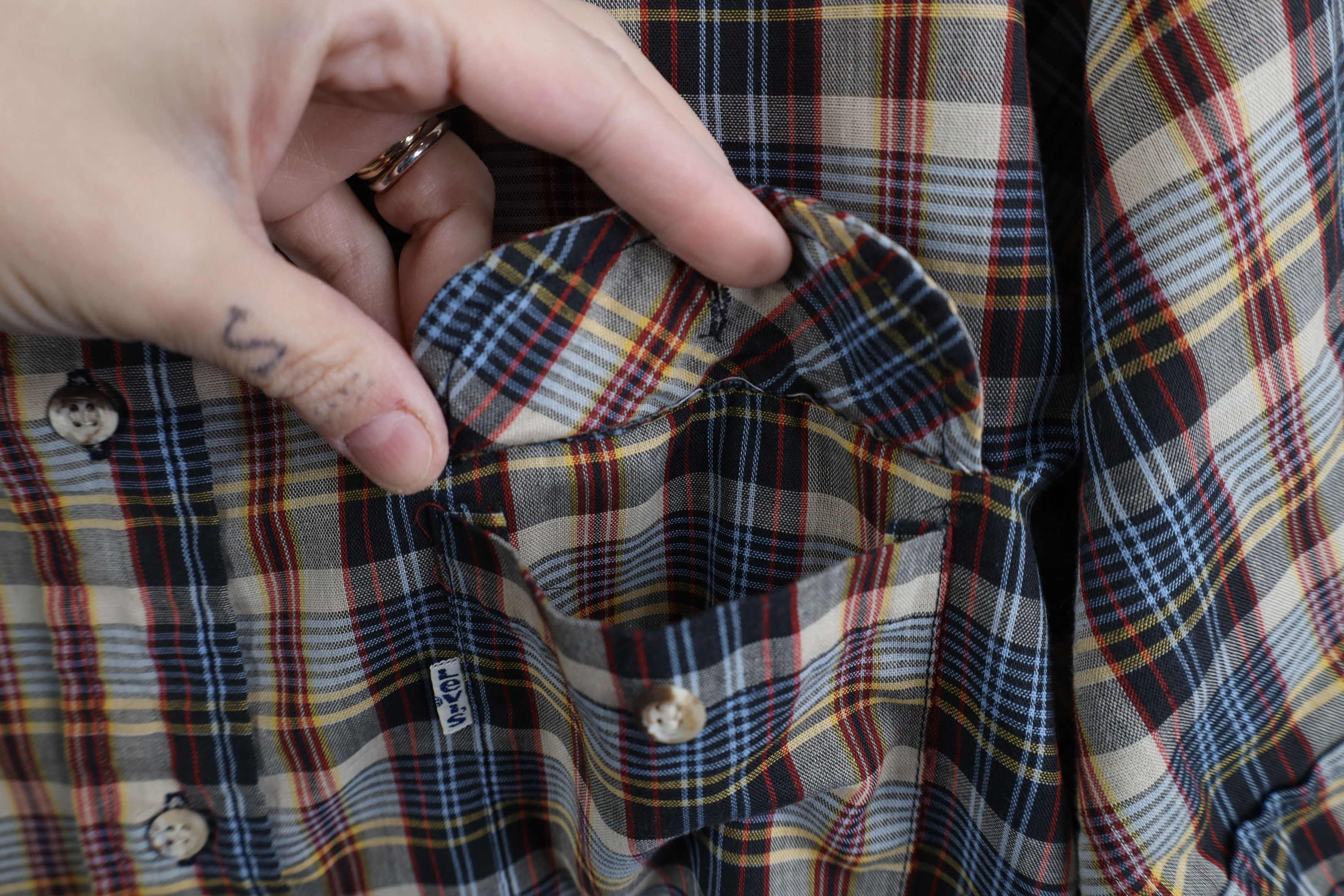 Levi's Vintage 70s 80s Levis Thin Rainbow Button Shirt Plaid Size US L / EU 52-54 / 3 - 5 Thumbnail