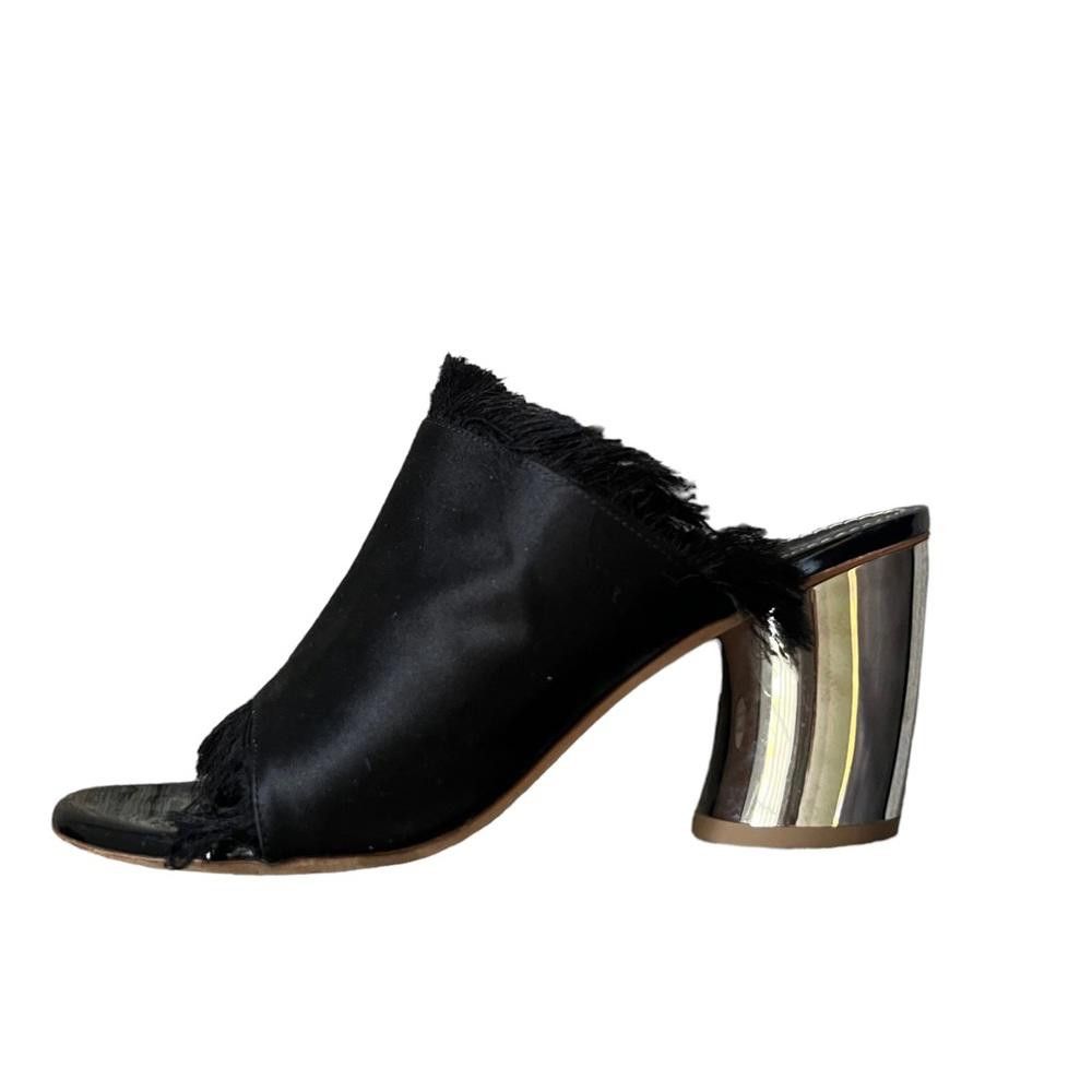 Proenza Schouler PROENZA SCHOULER Fringed Satin Mule Pump Black Size US 7 / IT 37 - 1 Thumbnail