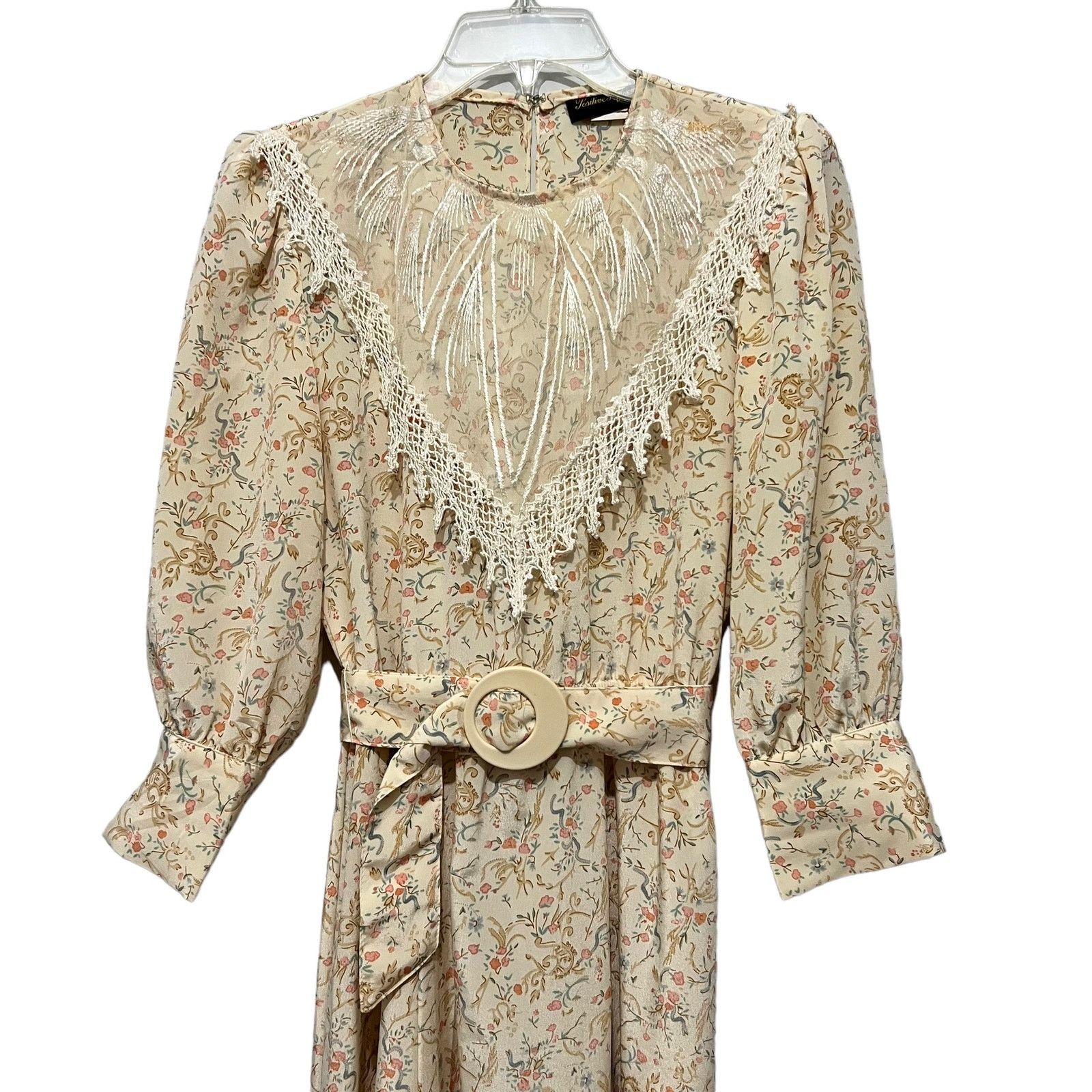 Vintage Vintage 80’s Lace Collar Floral Print Dress Cottagecore 3/4 Size S / US 4 / IT 40 - 5 Thumbnail