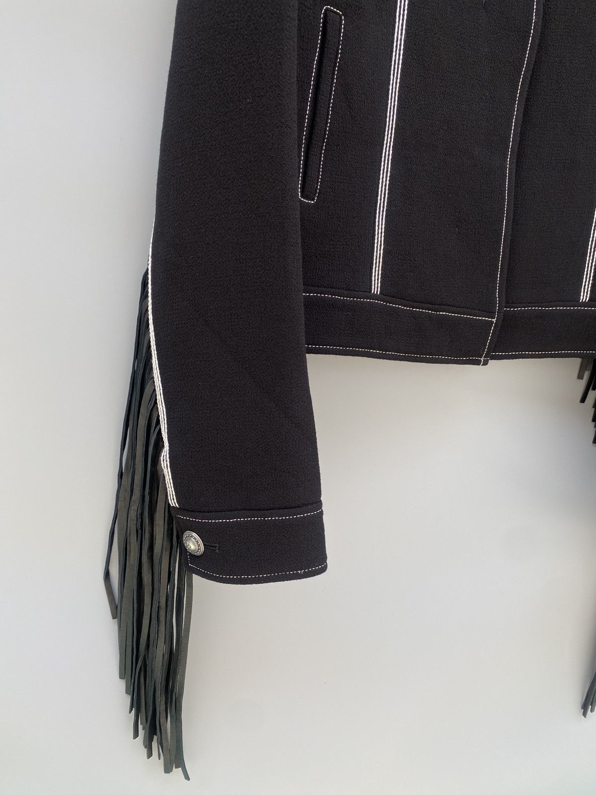 Other Fall 2016- Fausto Puglisi- Leather Fringe Wool Jacket Size M / US 6-8 / IT 42-44 - 8 Thumbnail