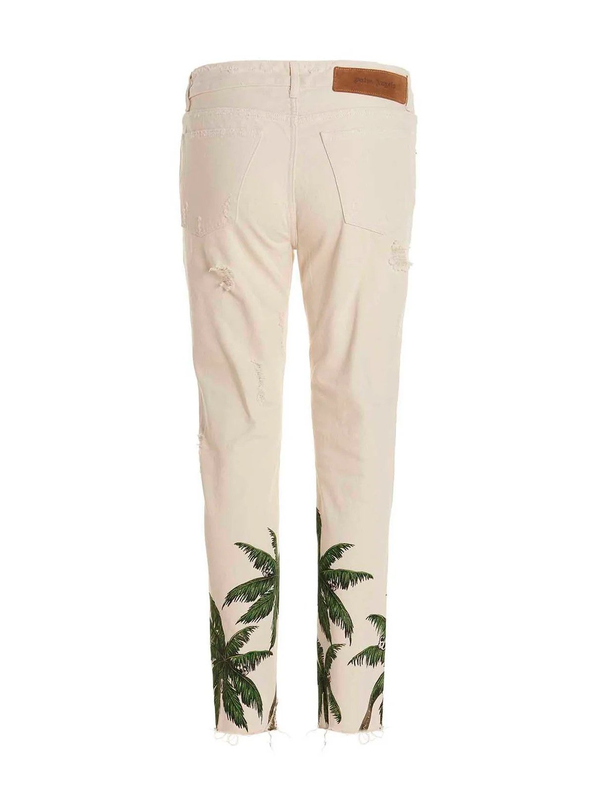 Palm Angels o1y0325 Logo 5-Pocket Pant in Off White Size US 31 - 2 Thumbnail
