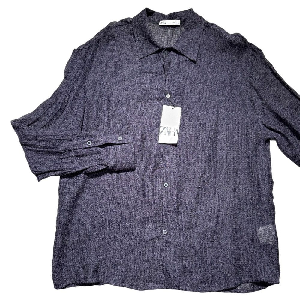 Zara NWT New Zara Gauze Long Sleeve Purple Shirt Size L Size US L / EU 52-54 / 3 - 2 Thumbnail