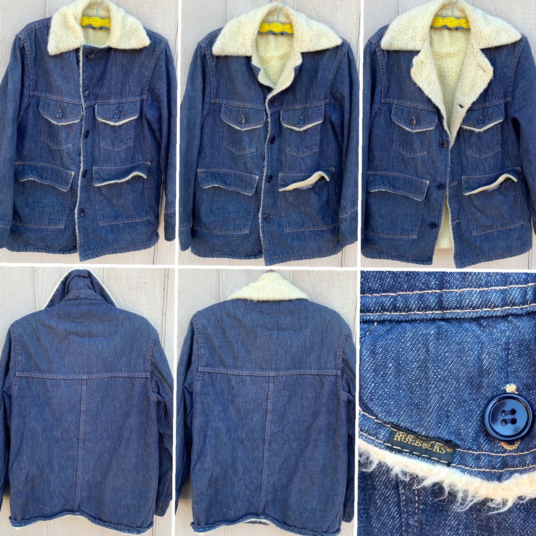 Sears VINTAGE Roebuck’s Denim Sherpa Lined Jacket Chore Trucker Sears 38-R Blue 1970s Size US XXS / EU 40 - 3 Thumbnail