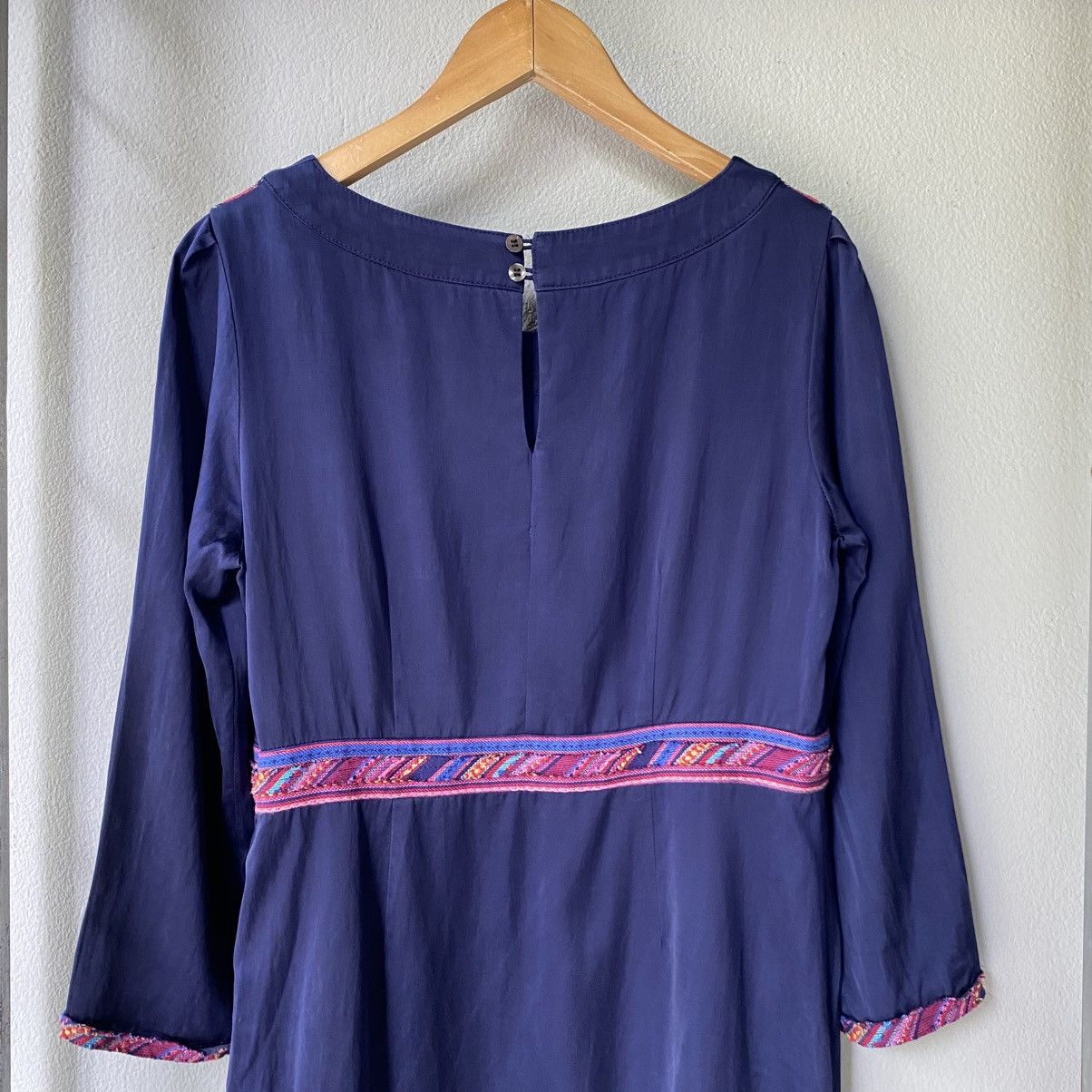 Vivienne Tam VIVIENNE TAM Navy Blue Dress with Pink Embroidered Details Size XS / US 0-2 / IT 36-38 - 13 Thumbnail