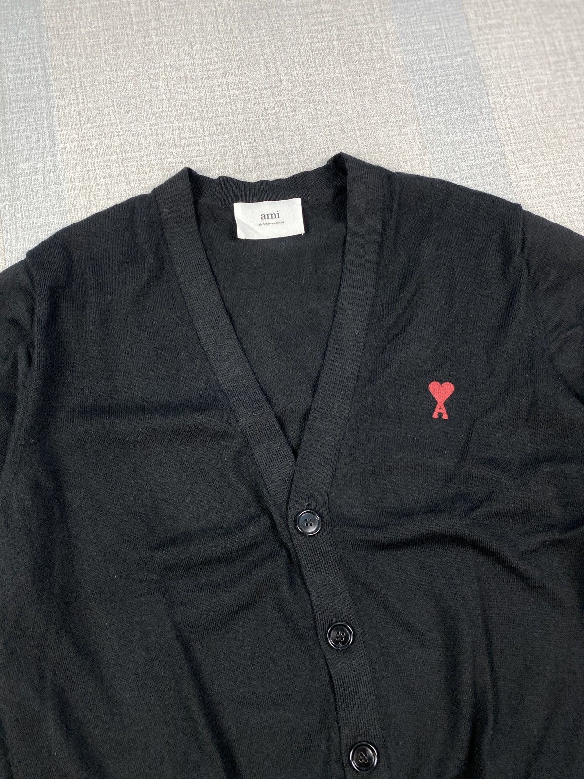 AMI AMI PARIS Small A Heart Cardigan Black Wool Size US L / EU 52-54 / 3 - 2 Thumbnail
