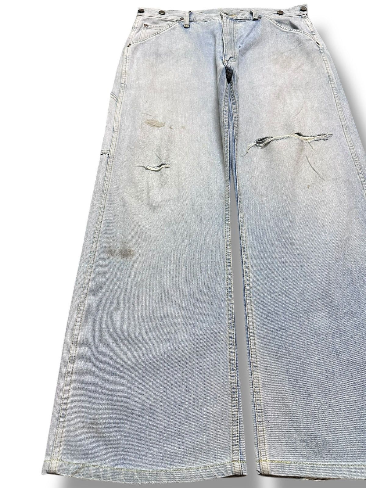 Lee Vintage Lee Baggy Wide Leg Carpenter Cargo Faded Denim Size US 34 / EU 50 - 3 Thumbnail