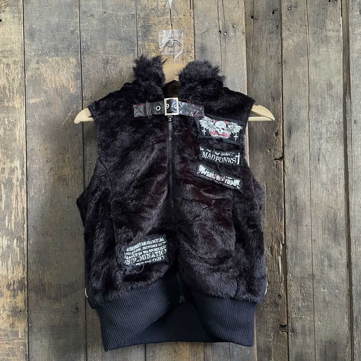 Pre-owned Avant Garde Vintage Mad Punks Gothic Bondage Fur Raccoon Hoodie Jacket