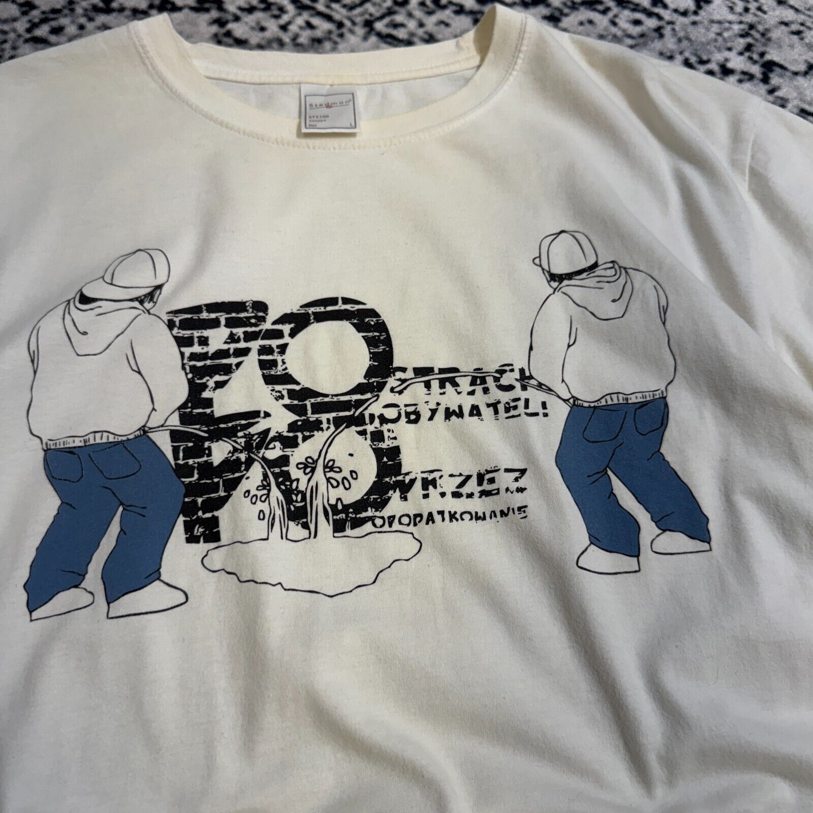 Vintage Vintage Stedman White Cotton T-Shirt Size L Graffiti Size US L / EU 52-54 / 3 - 5 Thumbnail