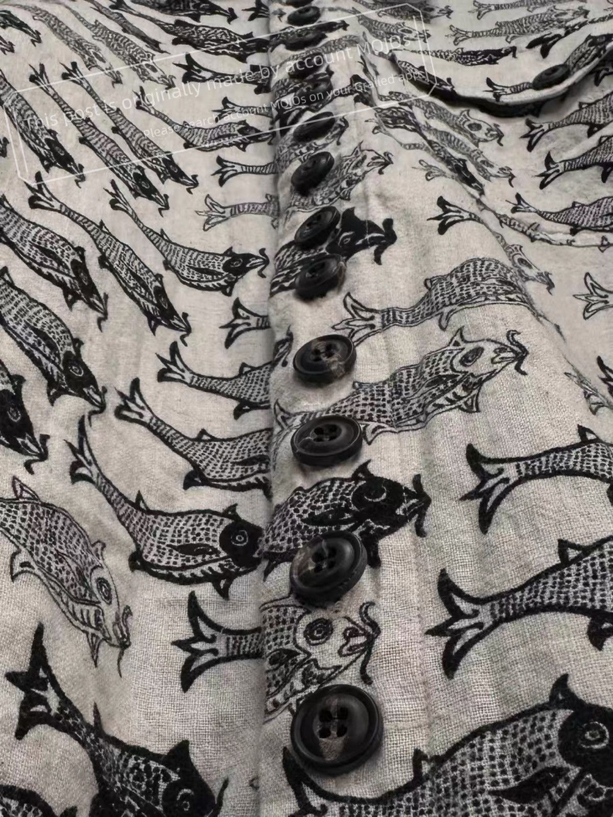 John Alexander Skelton Sz L John Alexander Skelton 21AW Fish Print Shirt mo.jos25 Size US L / EU 52-54 / 3 - 6 Thumbnail
