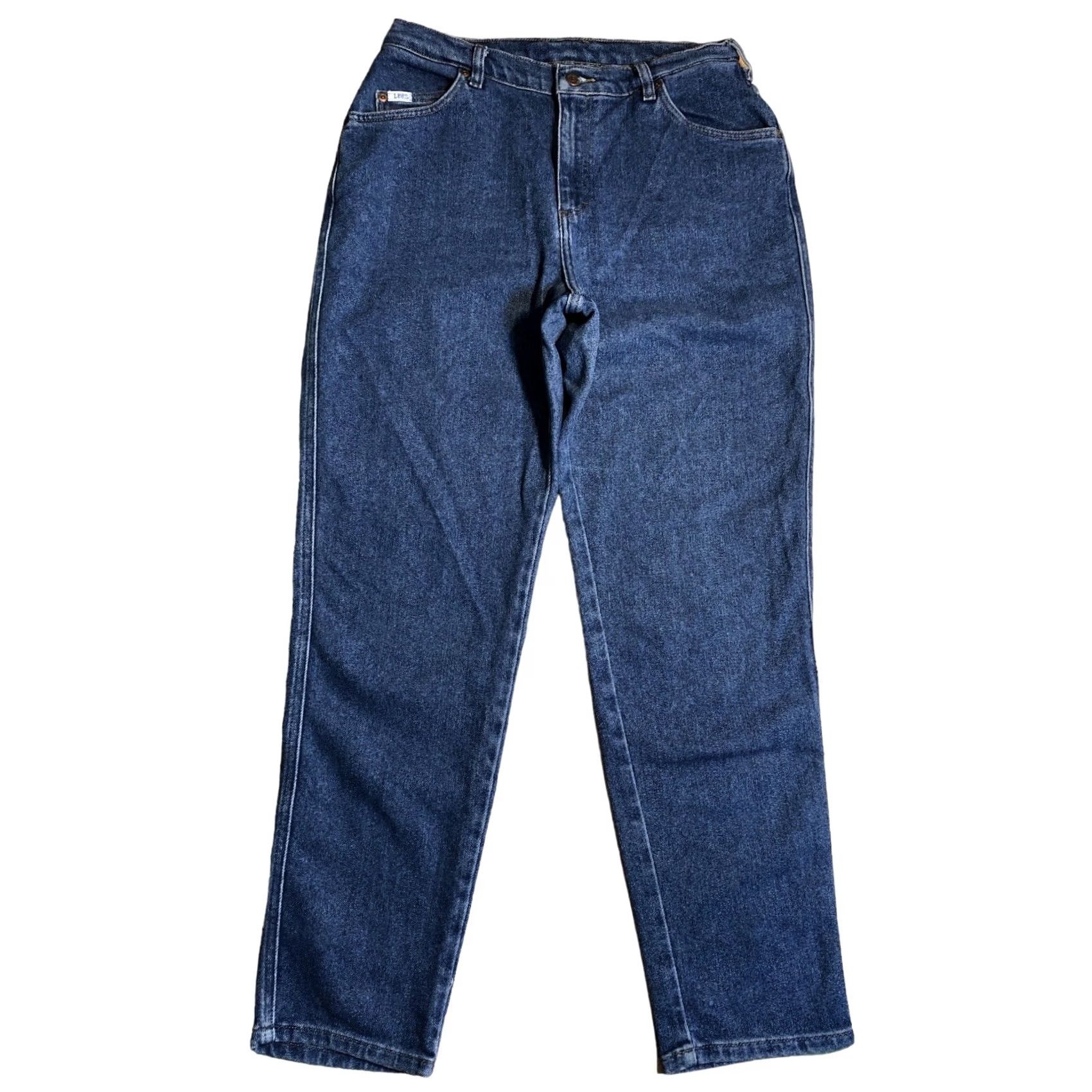 Lee VINTAGE Lee Jeans Taper Womens 14 Regular 30x30.5 Blue Denim Hi Rise 12 Inseam 5-Pocket USA 80s 90s Fans Mens Girls Size 36" / US 14 / IT 50 - 2 Thumbnail