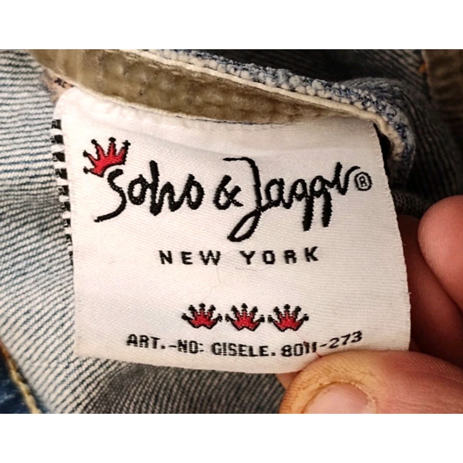 Denime VINTAGE SOHO & JAGGER Denim Jean Jacket Size 42 Women's Blue Mid-Length Biker 80s 90s Size 28" / US 6 / IT 42 - 7 Thumbnail