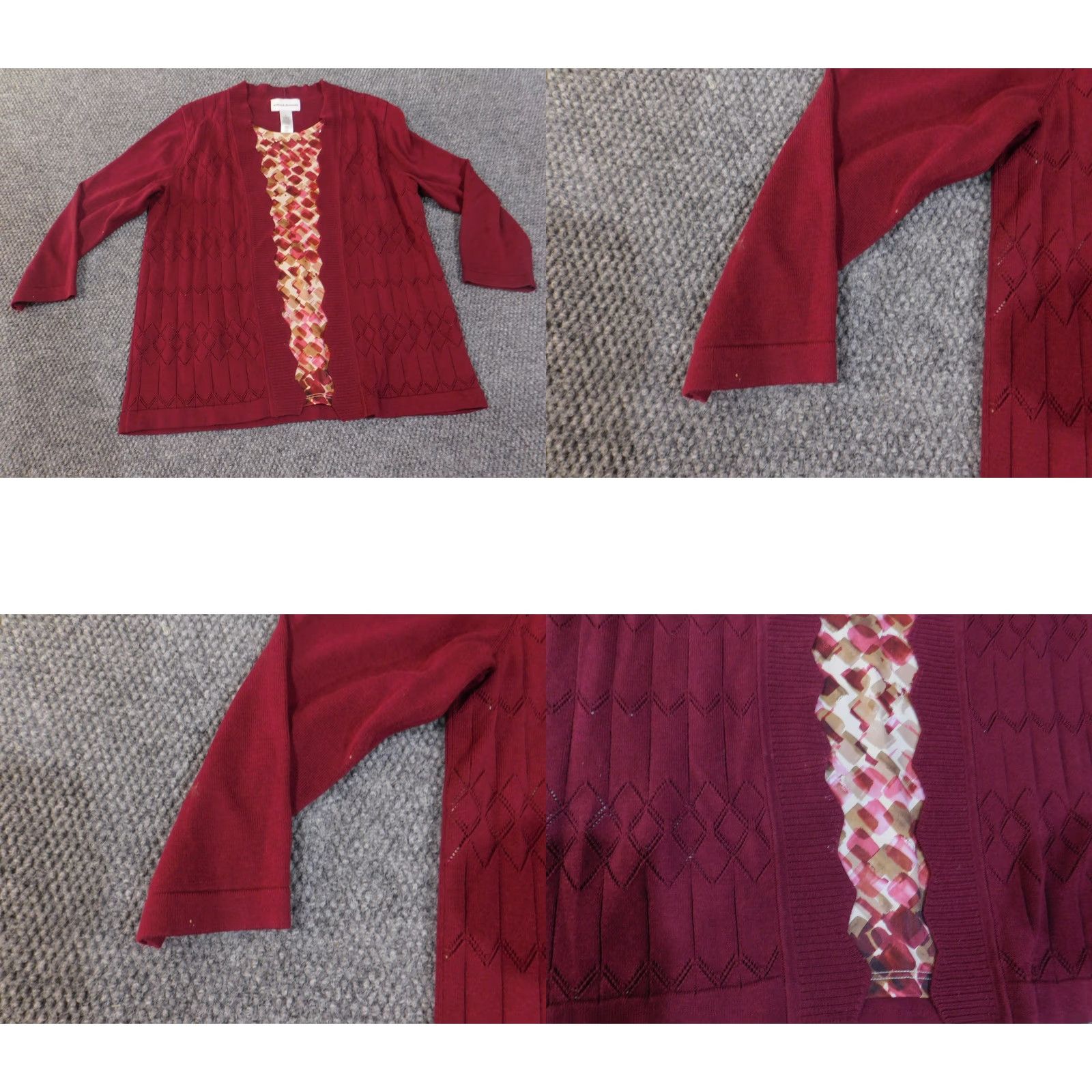 Vintage Alfred Dunner Sweater Cardigan 3/4 Sleeve Womens Small Red Knit Pattern Top Size S / US 4 / IT 40 - 8 Thumbnail