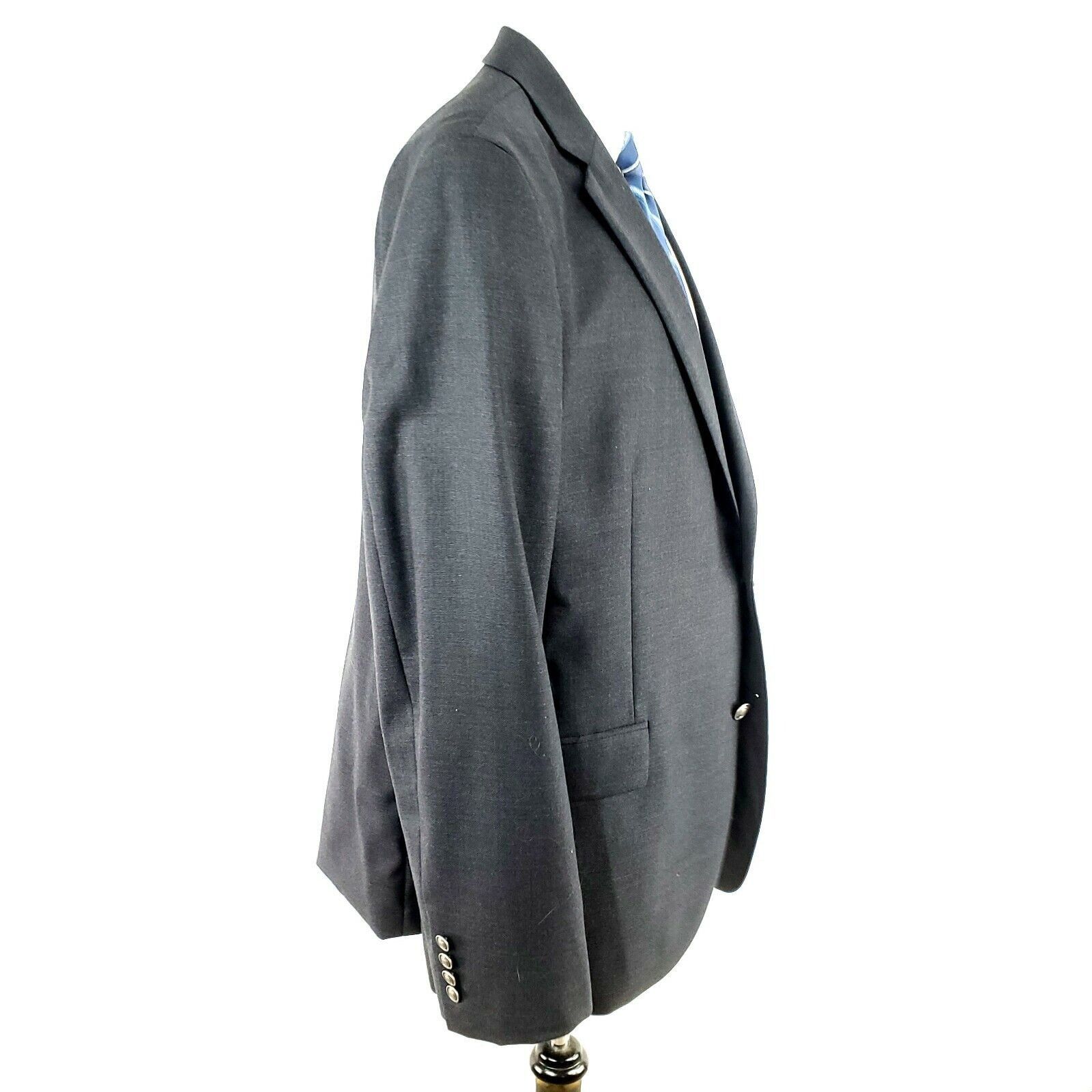 Stafford Stafford 44L 2 Silver Button Gray Wool Blazer Sport Coat Size 44L - 6 Thumbnail