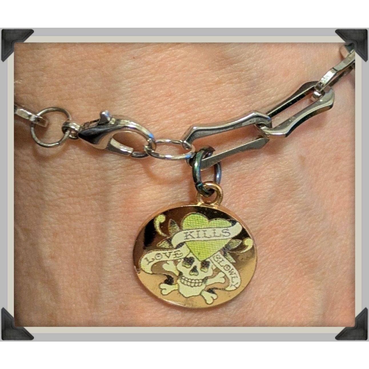 Ed Hardy ED HARDY Love Kills Slowly Skull Charm Bracelet Stainless Size ONE SIZE - 1 Thumbnail