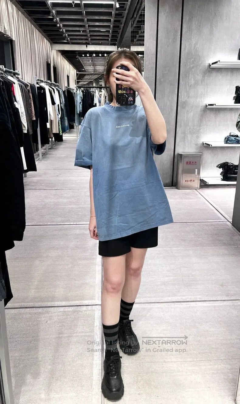 Balenciaga Balenciaga Alphabet print round neck hooded blue short sle Size US XS / EU 42 / 0 - 8 Thumbnail