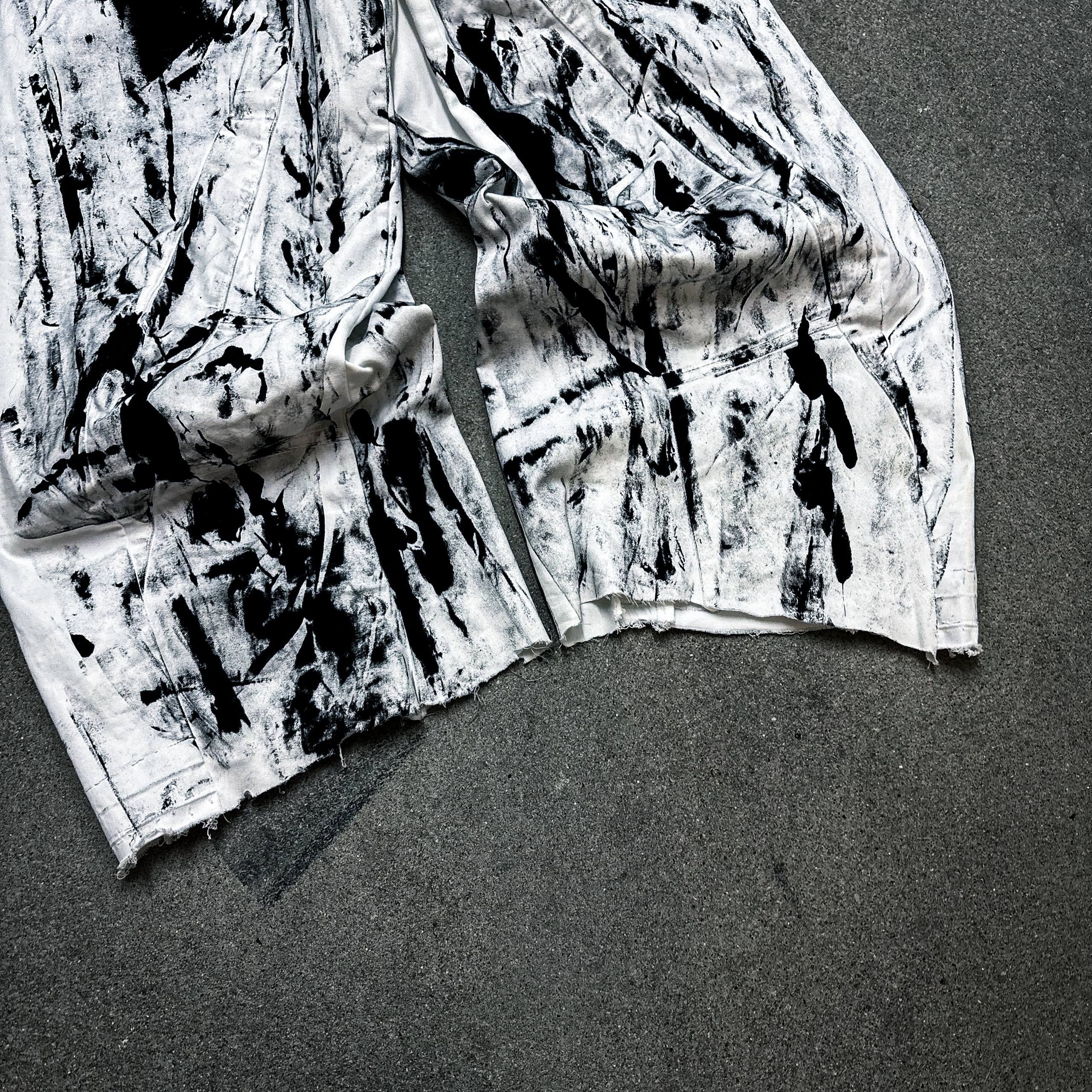 Japanese Brand Custom white Baggy Distressed Jeans Painted Wide Leg Size US 31 - 5 Thumbnail
