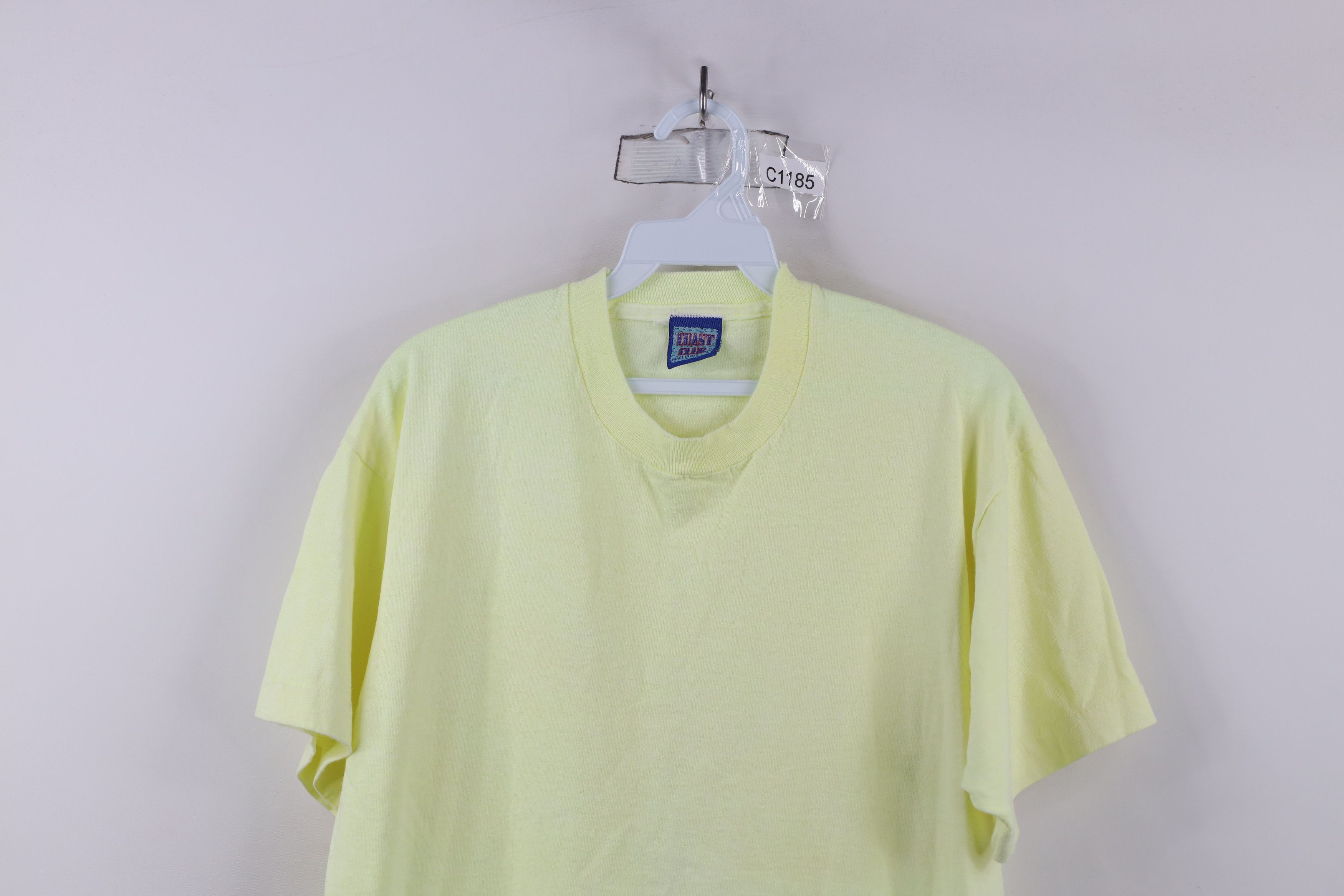 Vintage Vintage 90s Streetwear Blank Cotton T-Shirt Neon Yellow USA Size US L / EU 52-54 / 3 - 2 Thumbnail