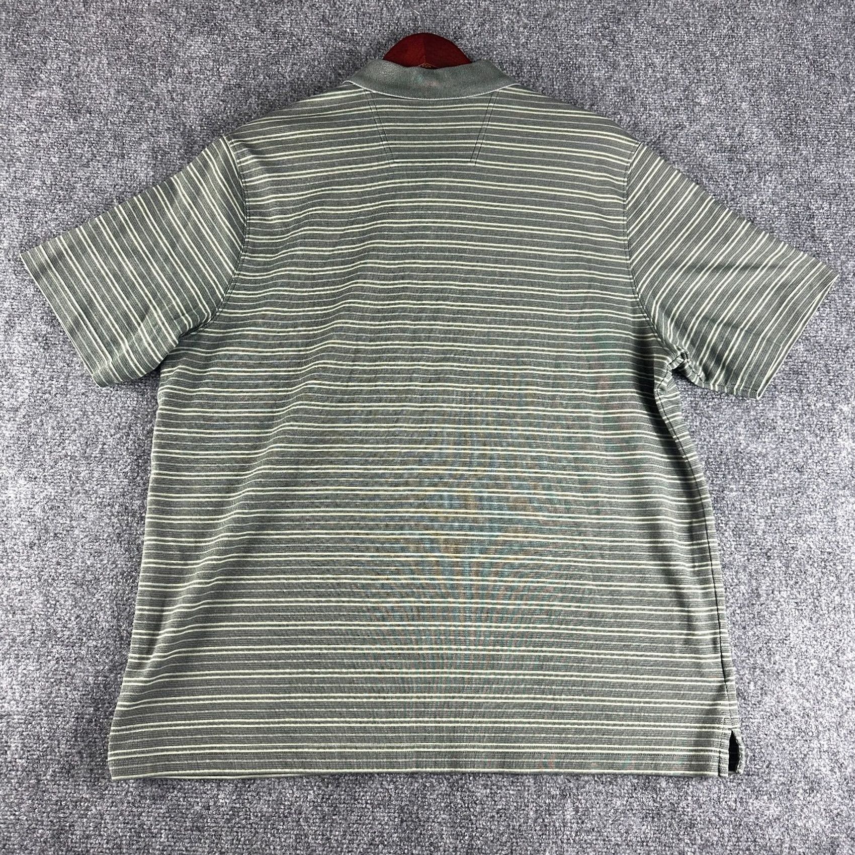 Eddie Bauer VINTAGE Eddie Bauer Polo Shirt Men XL Green Stripe Short Sleeve Button Neck FLAW Size US XL / EU 56 / 4 - 6 Thumbnail