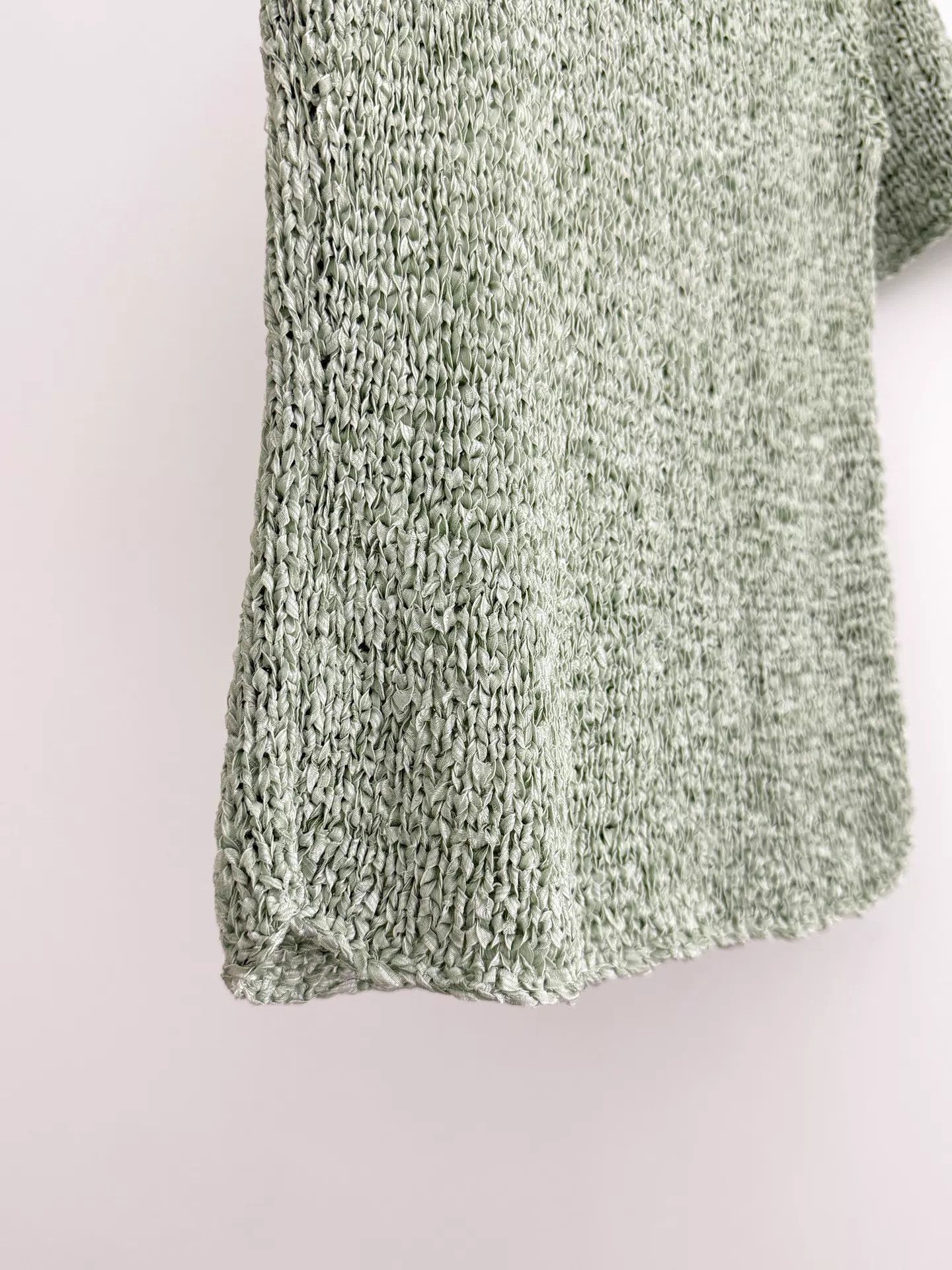 Issey Miyake ISSEY MIYAKE Haat Light Green Silk Knit Top Size XS / US 0-2 / IT 36-38 - 3 Thumbnail