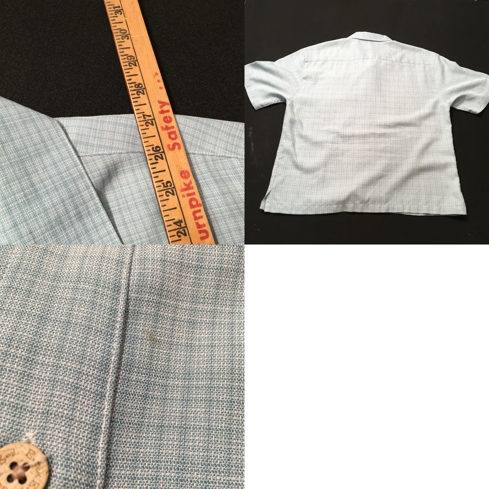 Vintage Batik Bay Button-Up Shirt Men L Blue Check Short Sleeve Casual Pocketed Front Button Pocket Size US 33 - 8 Thumbnail
