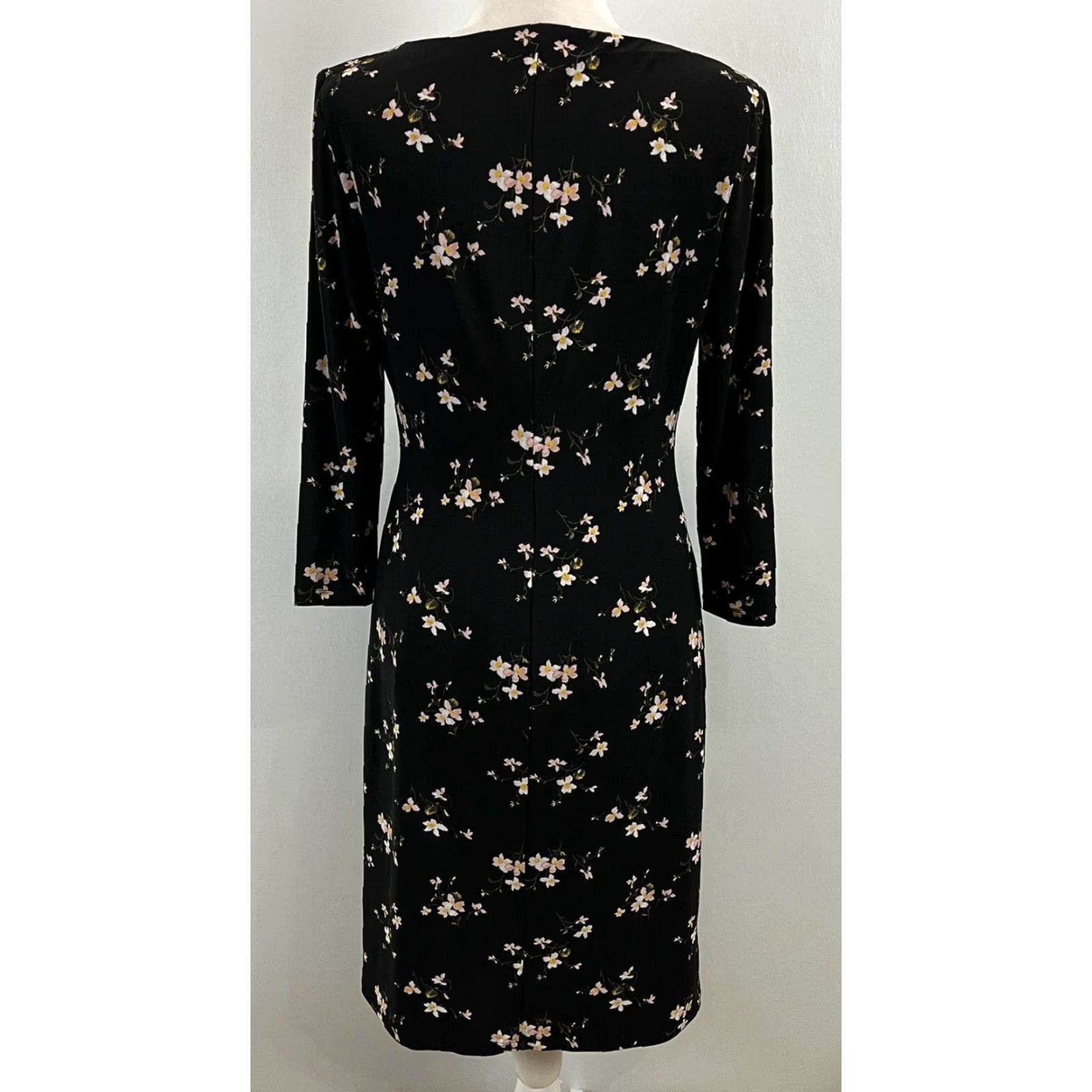 Ralph Lauren LAUREN RALPH LAUREN Floral Stretch Pencil Dress 10 Multicolor 3/4 Sleeve Womens Size L / US 10 / IT 46 - 3 Thumbnail