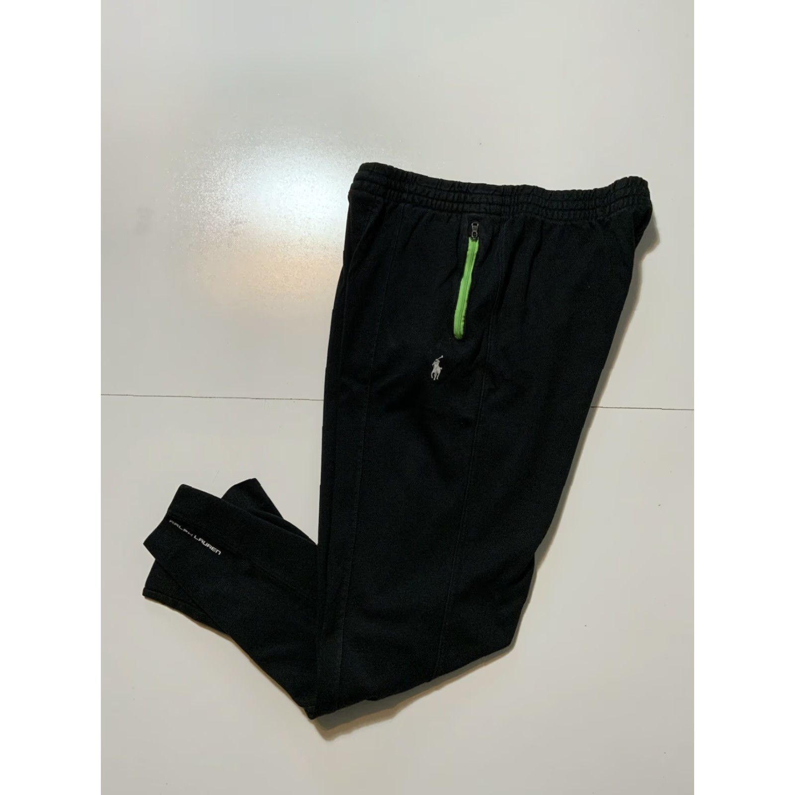 Ralph Lauren VINTAGE Polo Ralph Lauren Pony Player Logo Black Lime Green Pleat Track Sweatpants Sz.S Mens Size US S / EU 44-46 / 1 - 2 Thumbnail