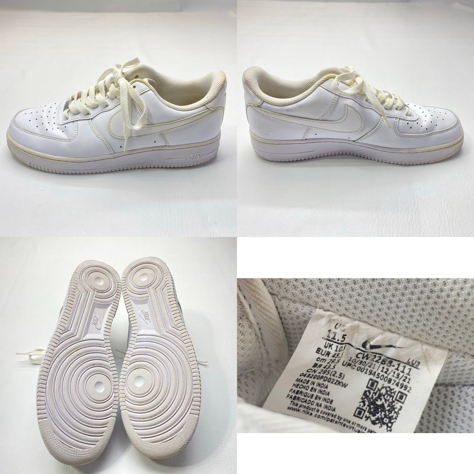 Nike Nike Air Force 1 Low White '07 CW2288-111 Mens 11.5 White Sports Sneaker Size US 12 / EU 45 - 8 Thumbnail