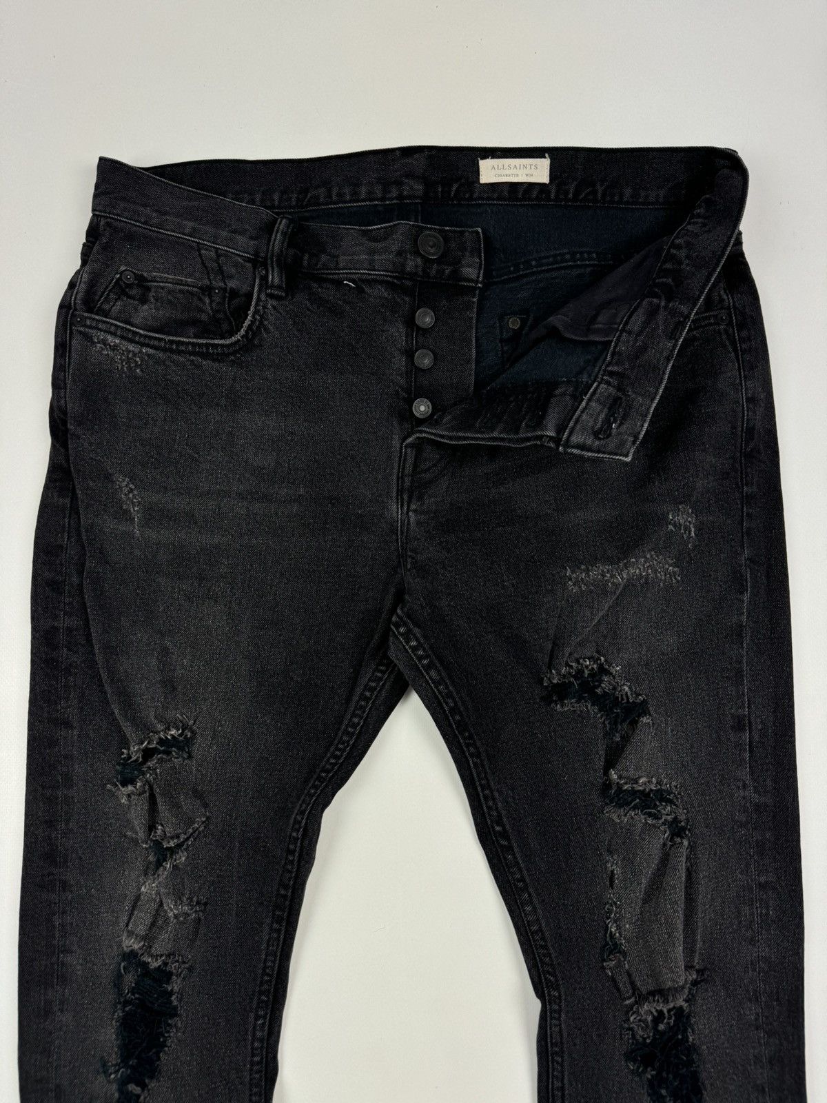 Allsaints AllSaints Battle Cigarette Distressed Slim Jeans Size US 34 / EU 50 - 9 Thumbnail