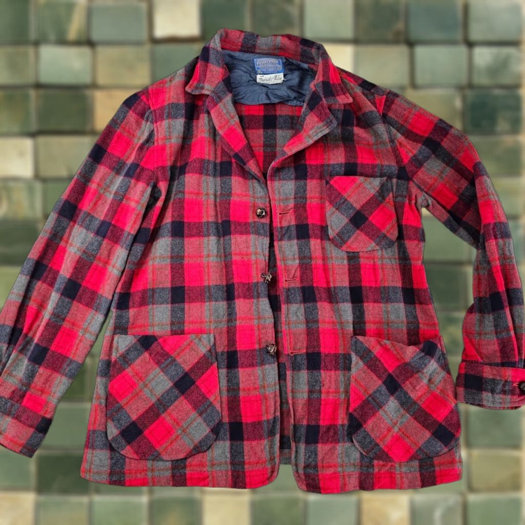 Pendleton Pendleton Shacket Men's M Plaid Wool Flannel 90s Vintage Red Button Casual Workwear 90s Mens Size US M / EU 48-50 / 2 - 1 Thumbnail