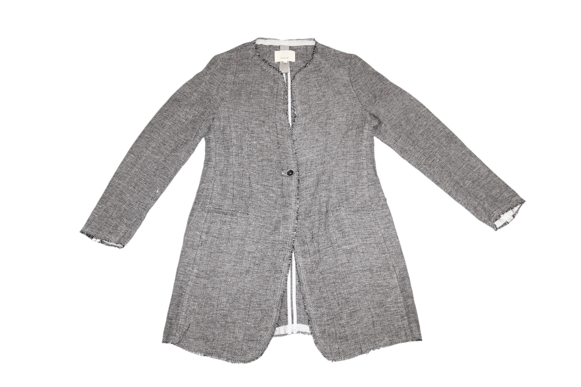Barbara I Gongini Diega raw cut unlined woven linen blend coat Size L / US 10 / IT 46 - 5 Thumbnail