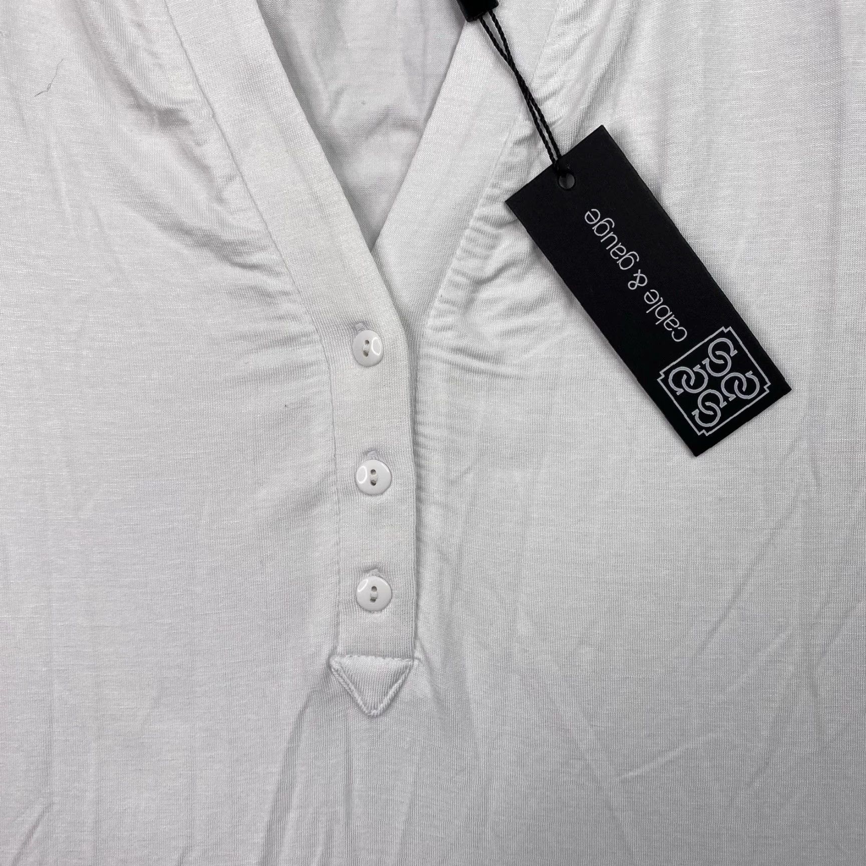 Vintage Cable & Gauge Top Womens XL Sleeveless White V-Neck High Low Hem Stretch NWT Shirt Size XL / US 12-14 / IT 48-50 - 2 Thumbnail