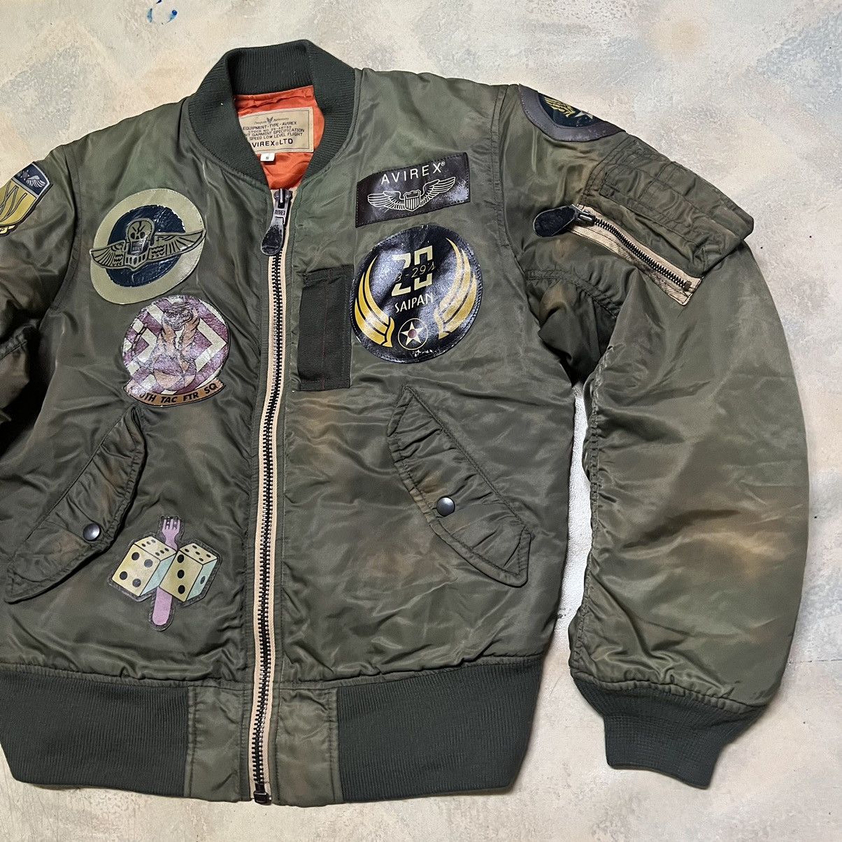 Avirex Avirex Bomber Jacket Full Patches Distressed Style Size US S / EU 44-46 / 1 - 3 Thumbnail