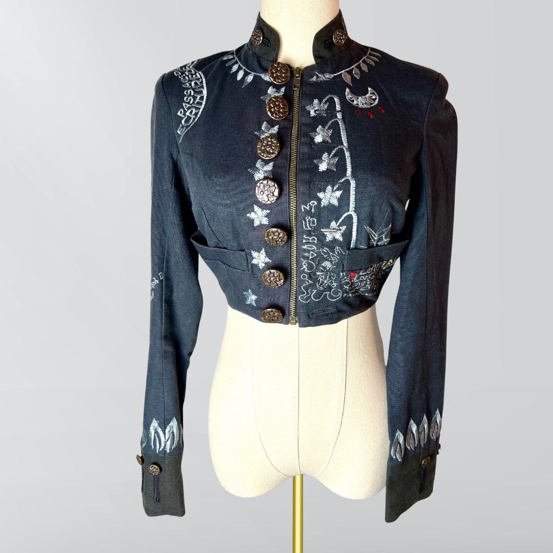 Allsaints NWT Vintage AllSaints Rare Embroidered Symbols Crop Jacket Size S / US 4 / IT 40 - 8 Thumbnail