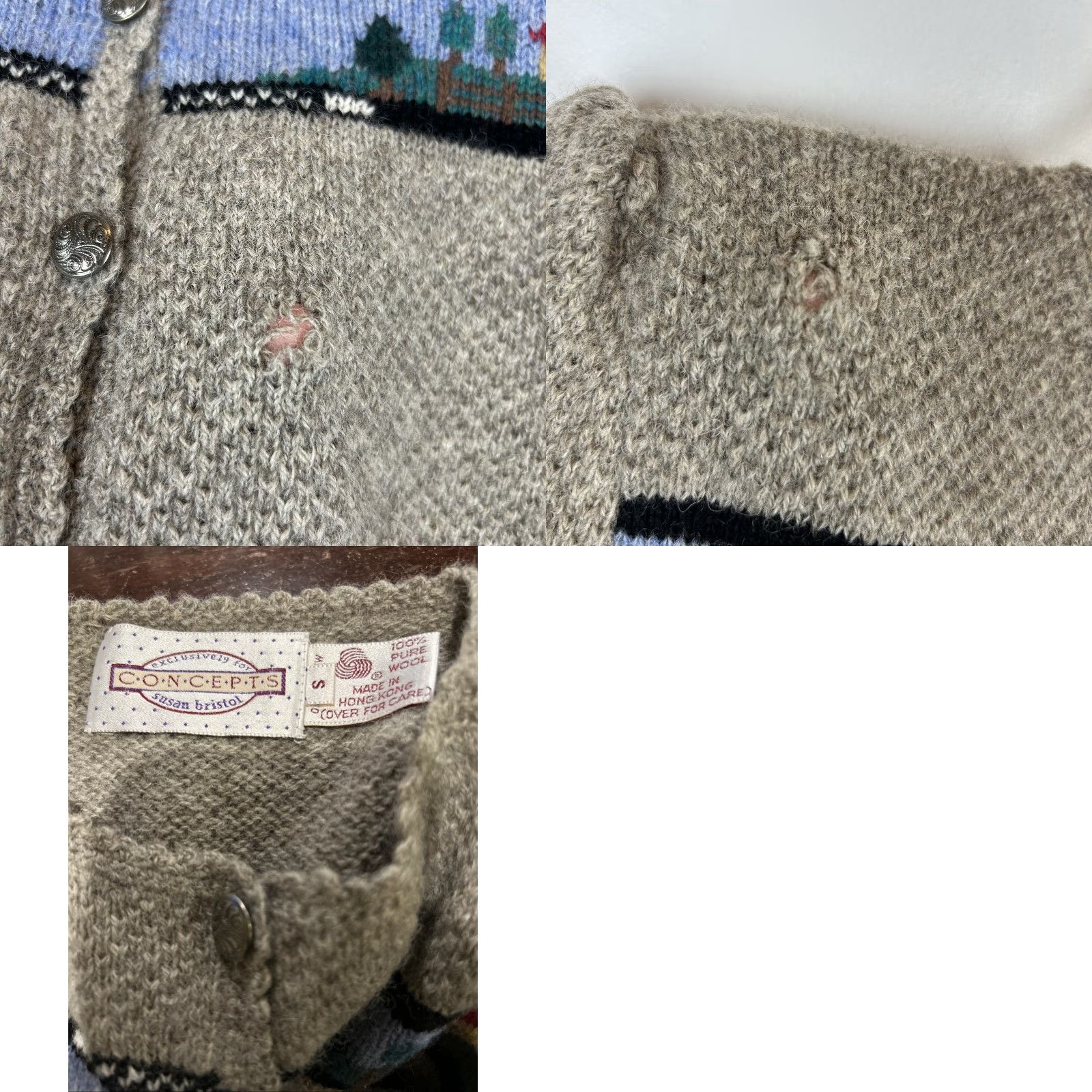 Vintage VINTAGE Susan Bristol Cardigan Womens Small Beige Wool Teacher Read Flaw Size M / US 6-8 / IT 42-44 - 9 Thumbnail