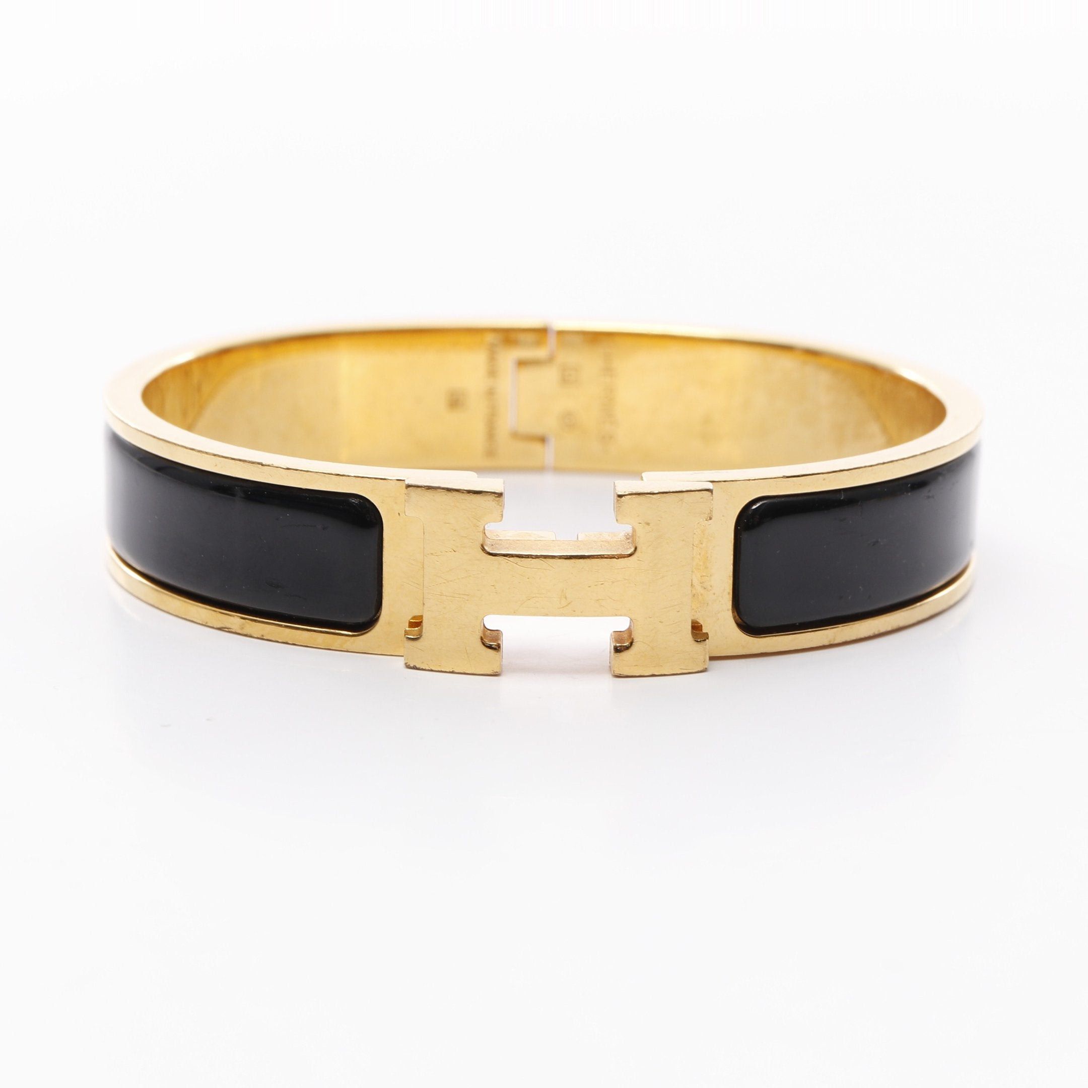 Hermes Hermes Click Crack Pm Bangle Gp Enamel Gold Black Size ONE SIZE - 1 Thumbnail