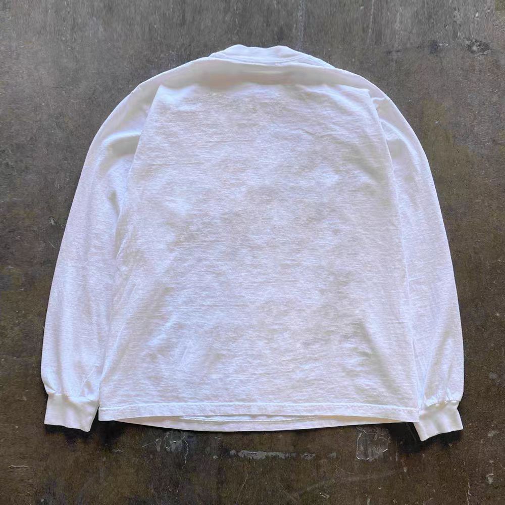 Vintage White washed retro casual pizza print long-sleeved T-shirt Size US M / EU 48-50 / 2 - 2 Thumbnail