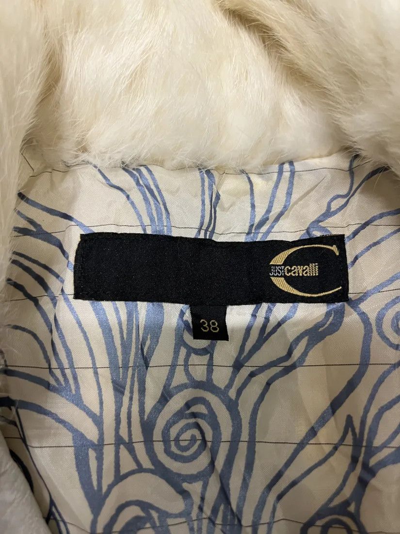 Just Cavalli × Vintage 2000s Cavalli Creamy Rabbit Fur Avant-garde Leather Jacket Size M / US 6-8 / IT 42-44 - 6 Thumbnail