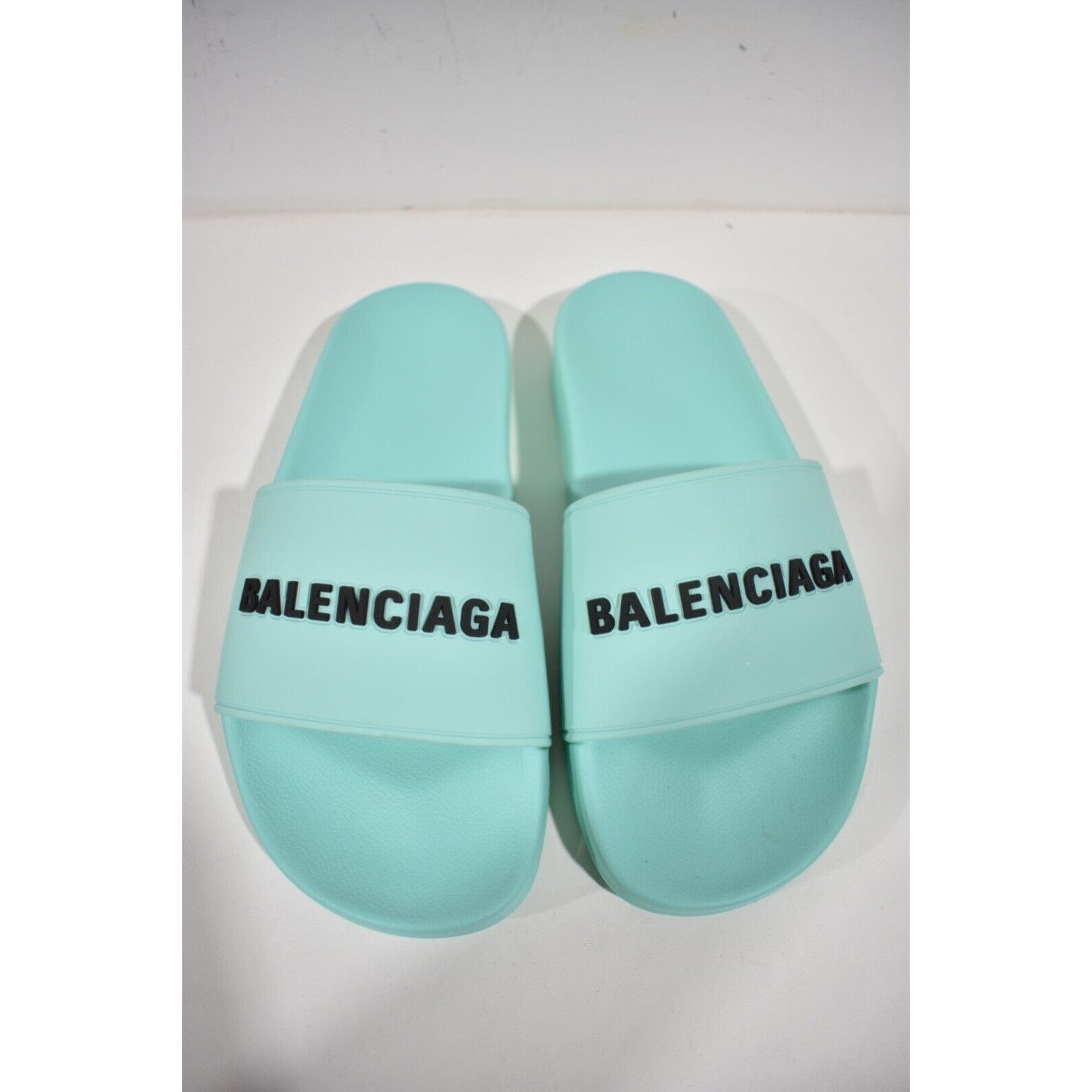 Balenciaga Balenciaga Mint Black Bicolor Rubber Logo Slide On Pool Size US 7 / IT 37 - 8 Thumbnail