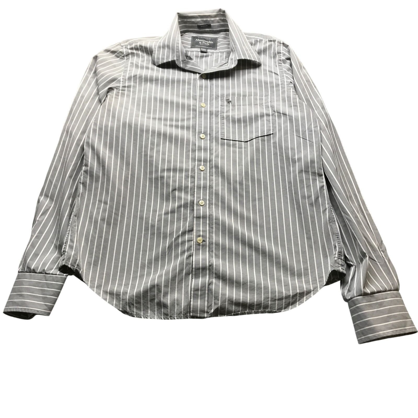 Abercrombie & Fitch Abercrombie & Fitch Muscle Dress Shirt Men XXL Striped Gray Size US XXL / EU 58 / 5 - 1 Thumbnail