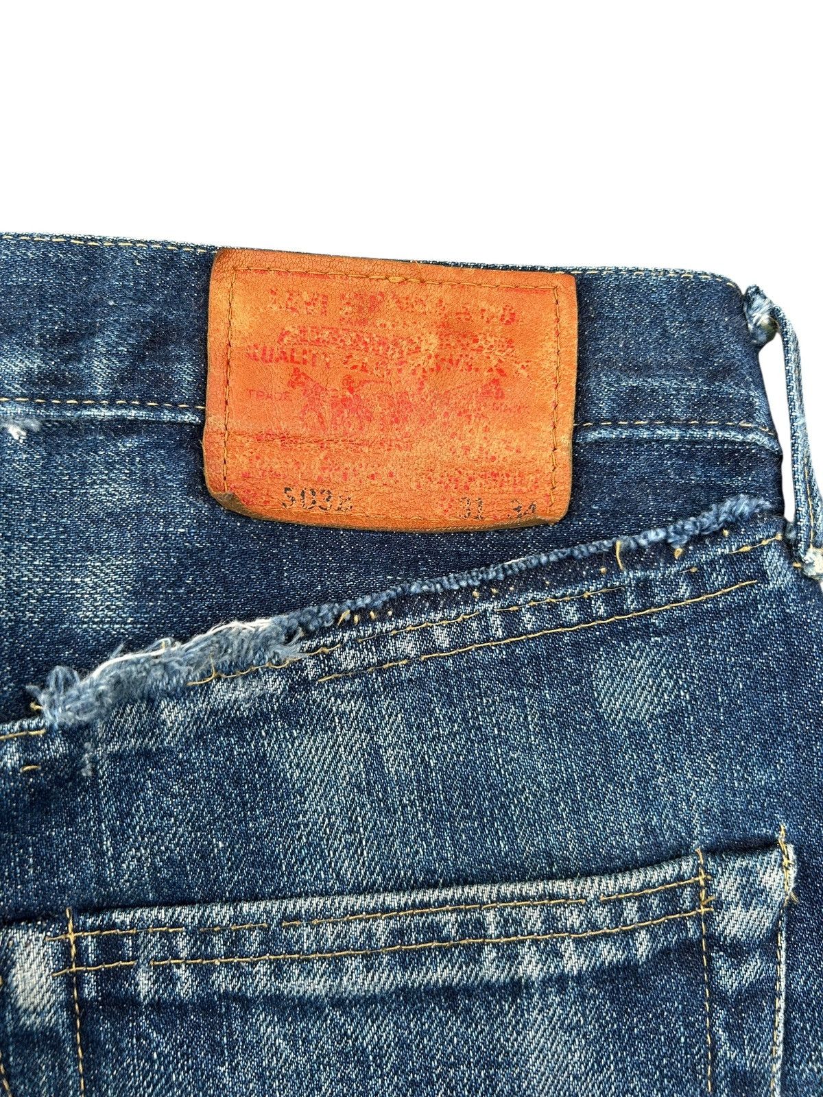 Kapital Vintage Levis big E Selvedge Distressed Denim Jeans Size US 30 / EU 46 - 7 Thumbnail
